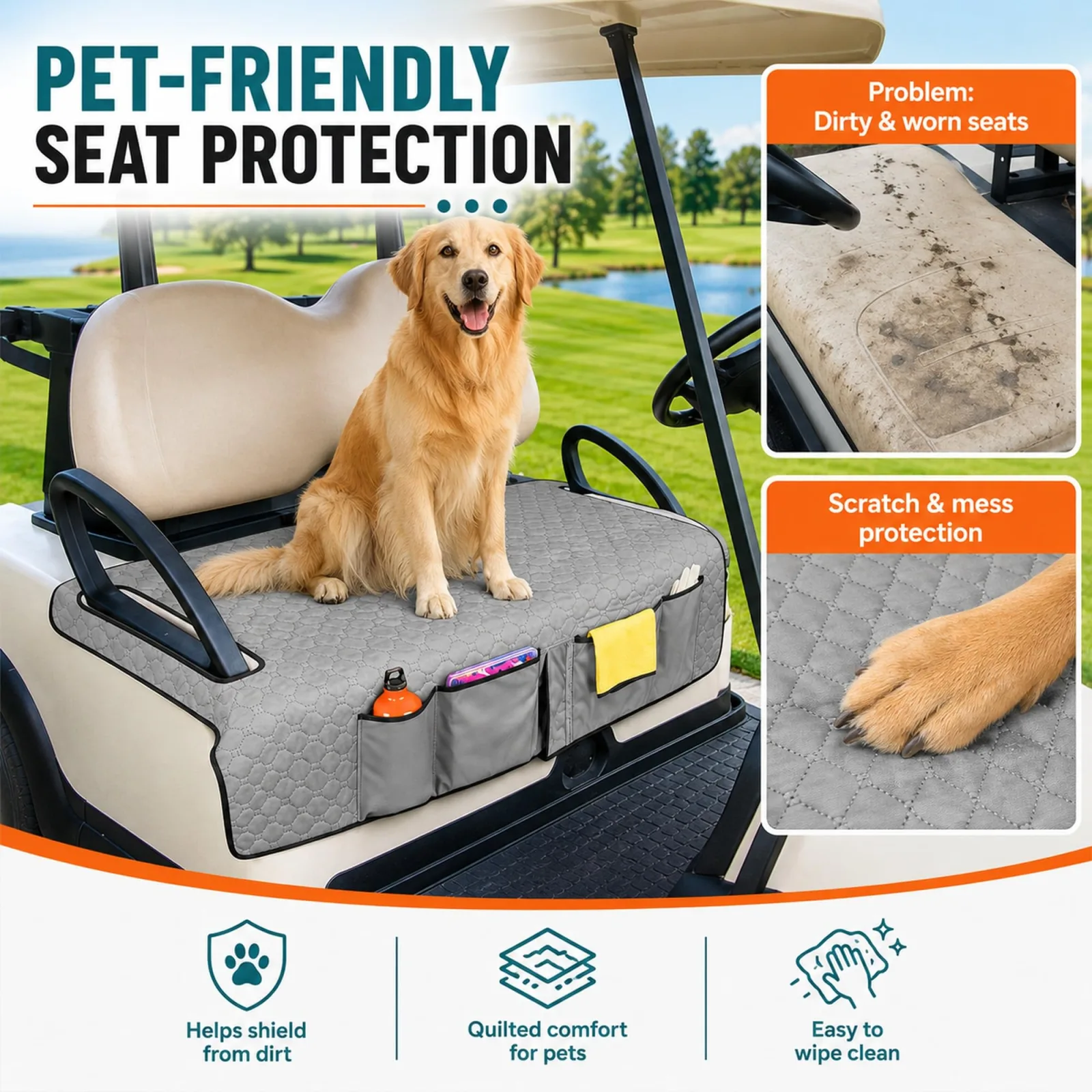 Golf Cart Seat Cover for Taylor-Dunn Model C 2‑Seater 1990–2026 image 4