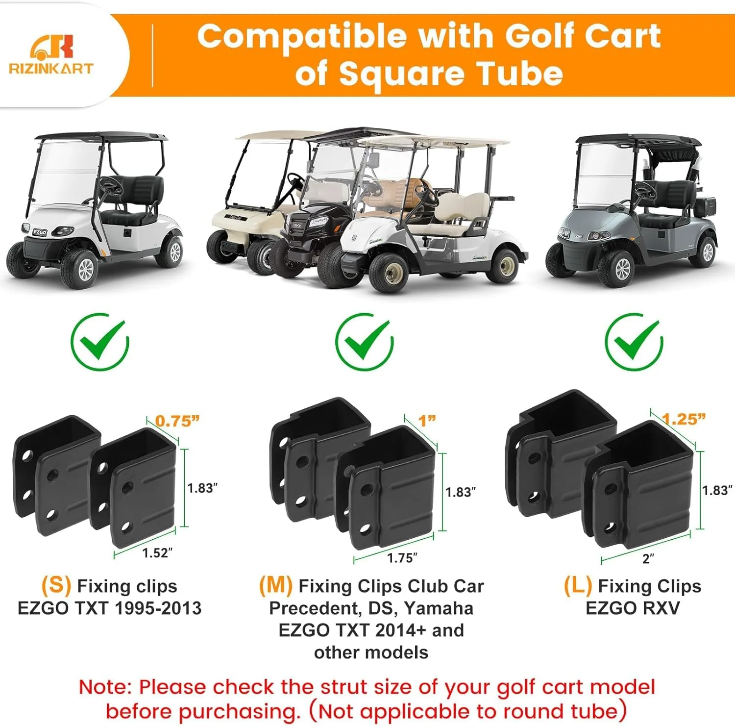 RIZINKART Golf Cart Mirror Kit with Folding Side Mirrors image 3