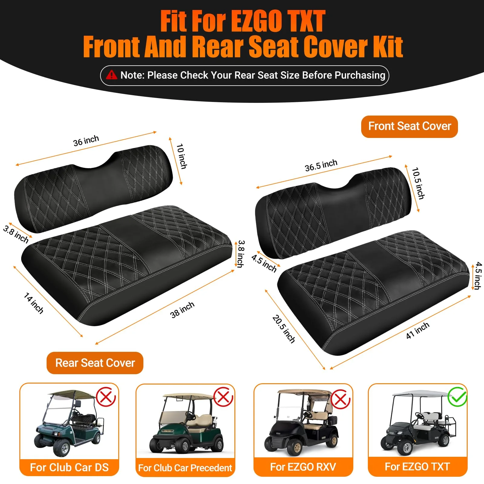 F FINEC GCSC00 Seat Covers for E-Z-GO TXT 1994-2013 image 4