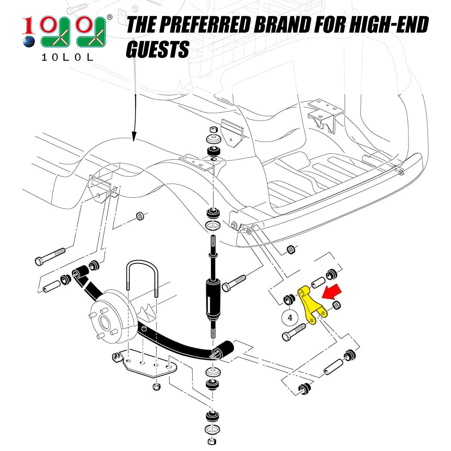 10L0L Rear Shackle Kit for Club Car Precedent 2004-2013 image 2