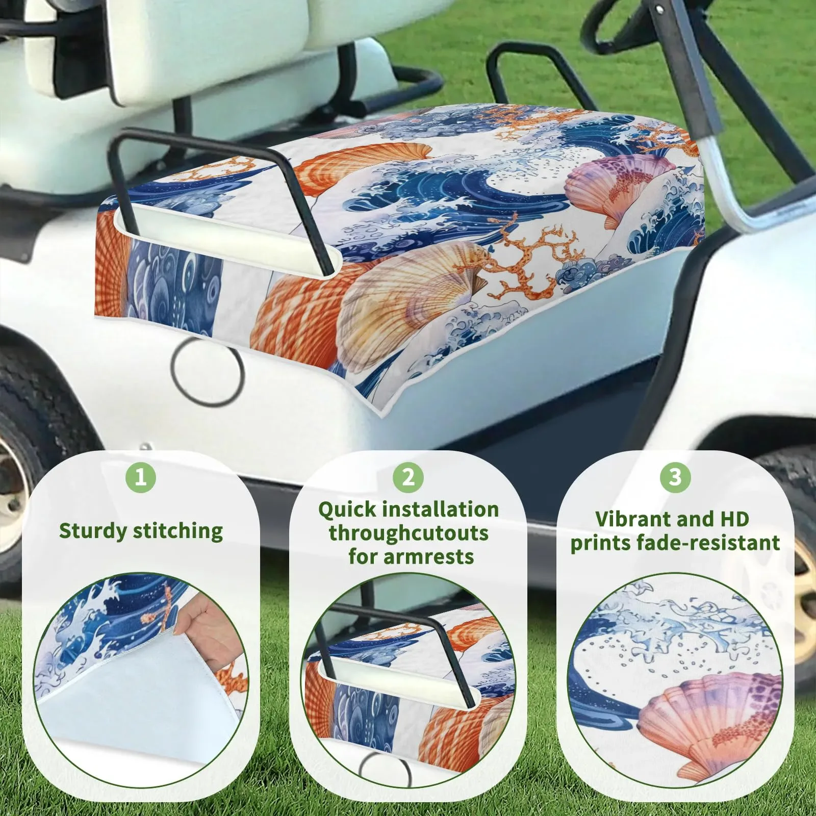 Tiveruda Golf Cart Seat Cover for Double Seats, 51 x 31 in image 3