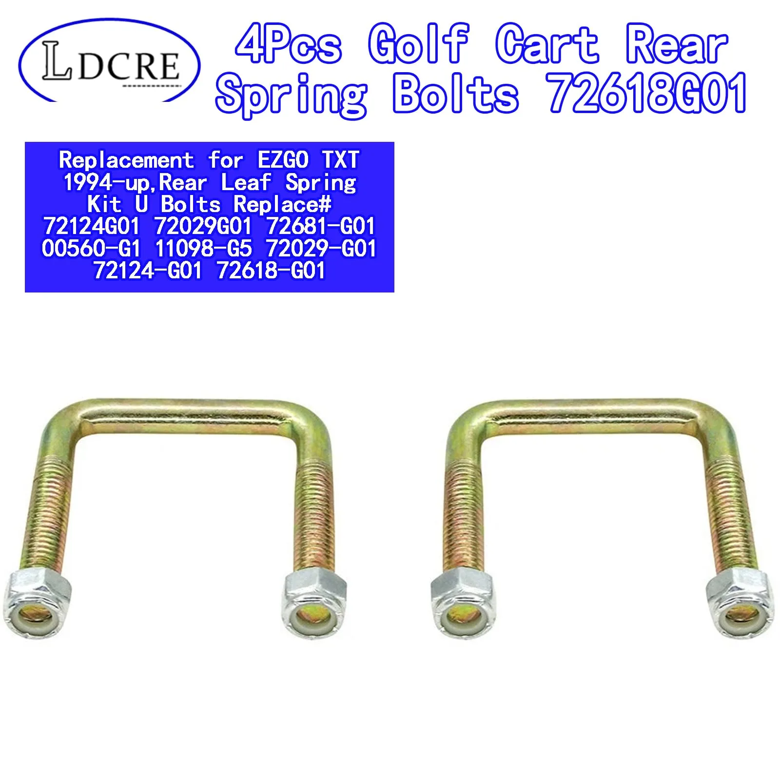 LDCRE Rear Leaf Spring U-Bolt Kit for E-Z-GO TXT image 2