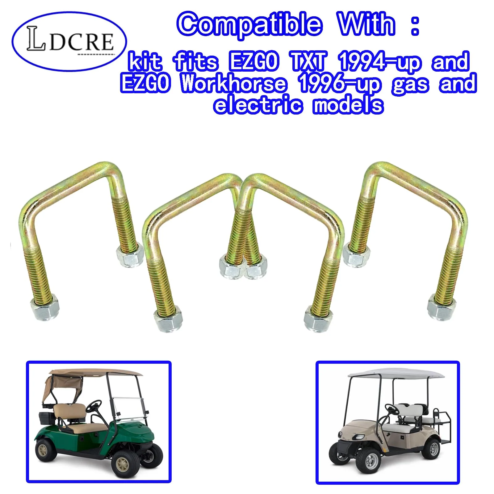 LDCRE Rear Leaf Spring U-Bolt Kit for E-Z-GO TXT image 4