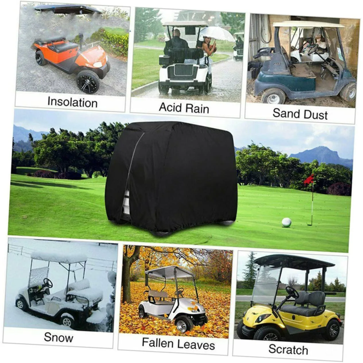 COOLHIYA Waterproof Oxford Cloth Golf Cart Cover — 275x168x122 cm image 3