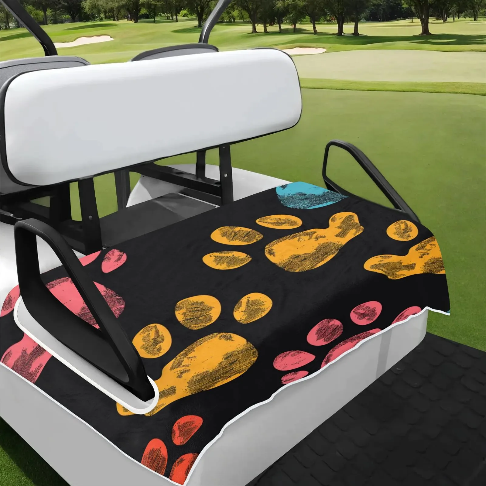 Tiveruda Paw Print Golf Cart Seat Cover, 51 x 31 in