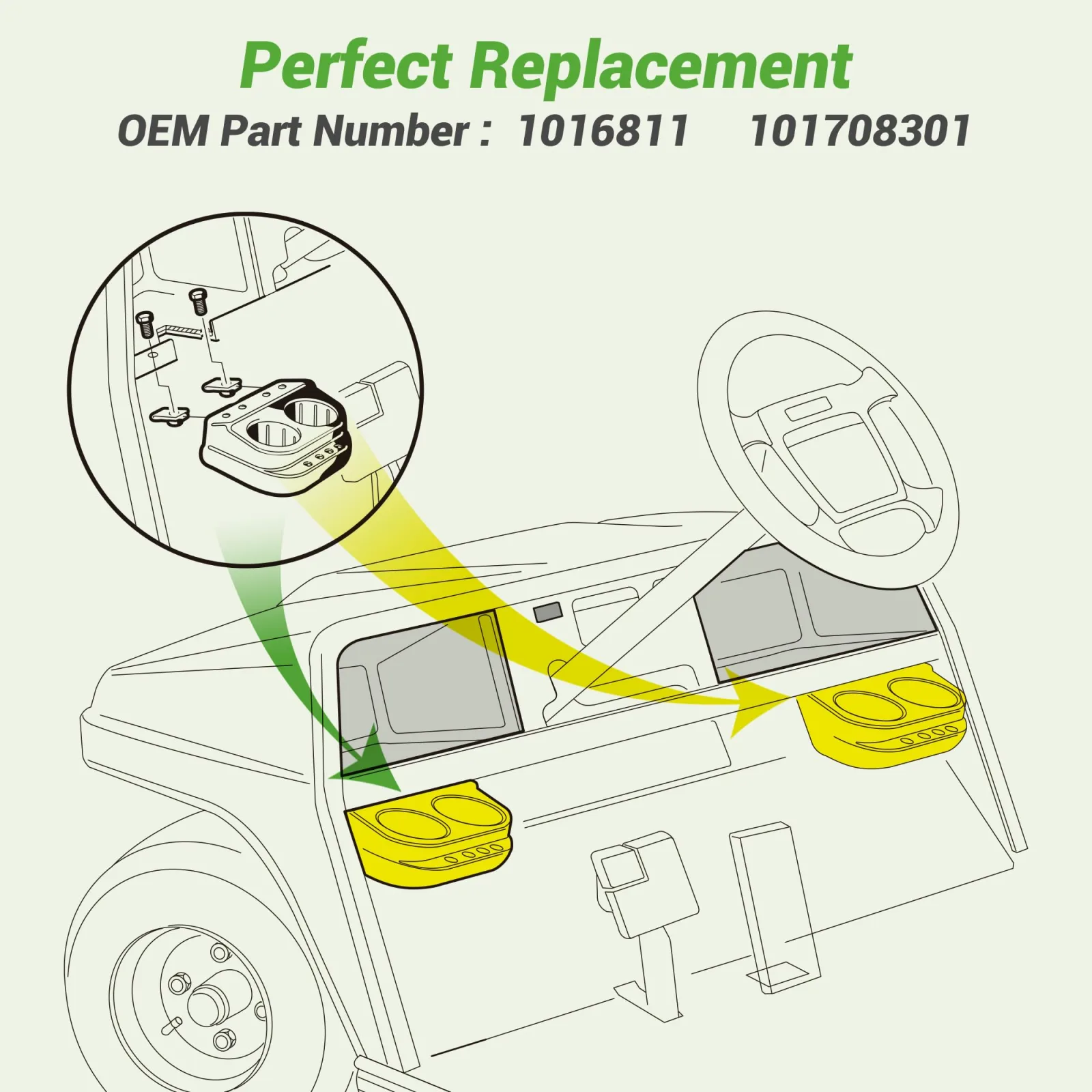 10L0L Cup Holders for Club Car DS 1993-Up image 3