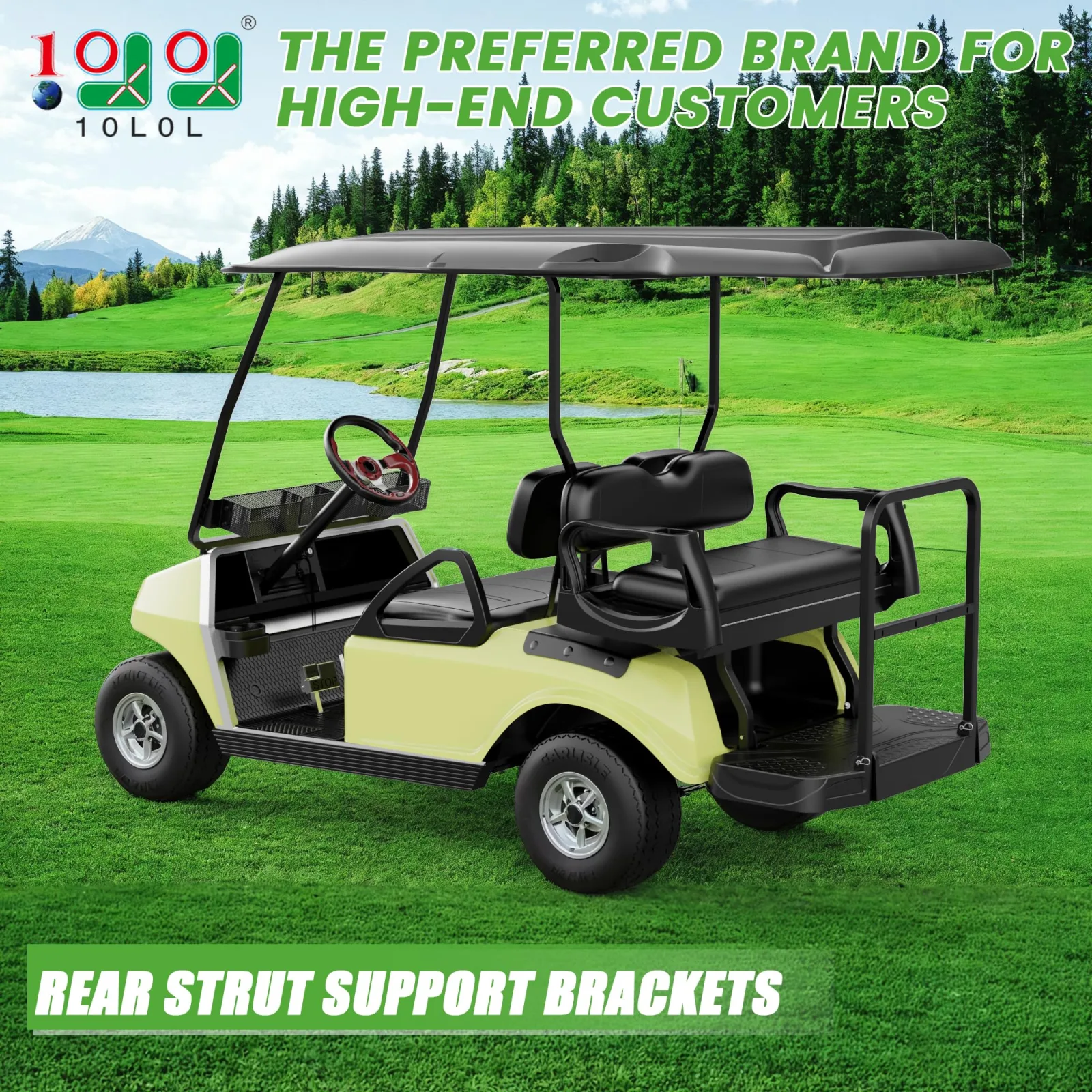 10L0L Rear Strut Brackets for Club Car DS 88-Inch Roof image 2