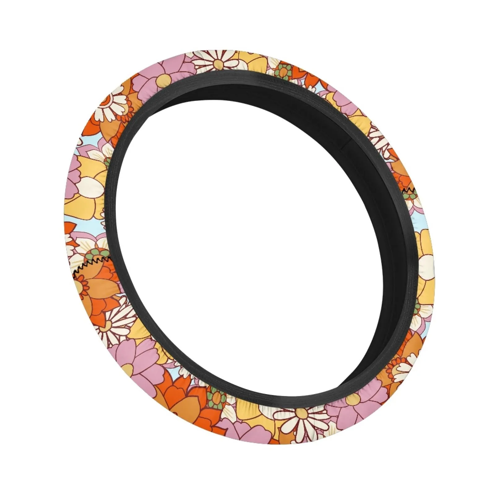 INSTANTARTS Orange Hippie Flower Golf Cart Steering Wheel Cover image 2