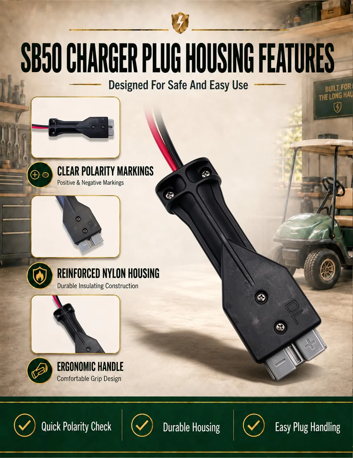 Rugaest SB50 Charger Plug Handle for 36V Golf Carts image 3