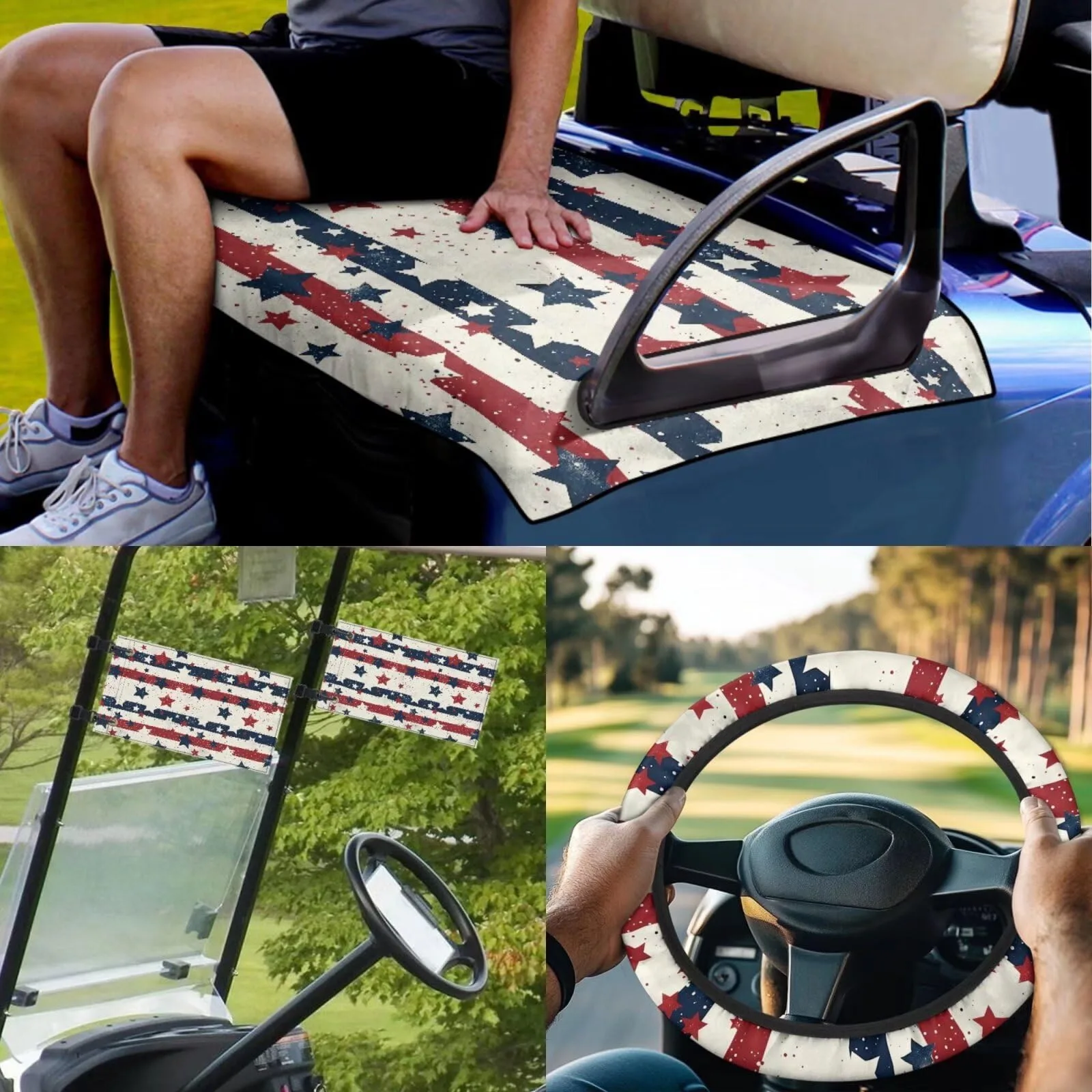 INSTANTARTS American Flag Stars Golf Cart Seat Cover Set image 2