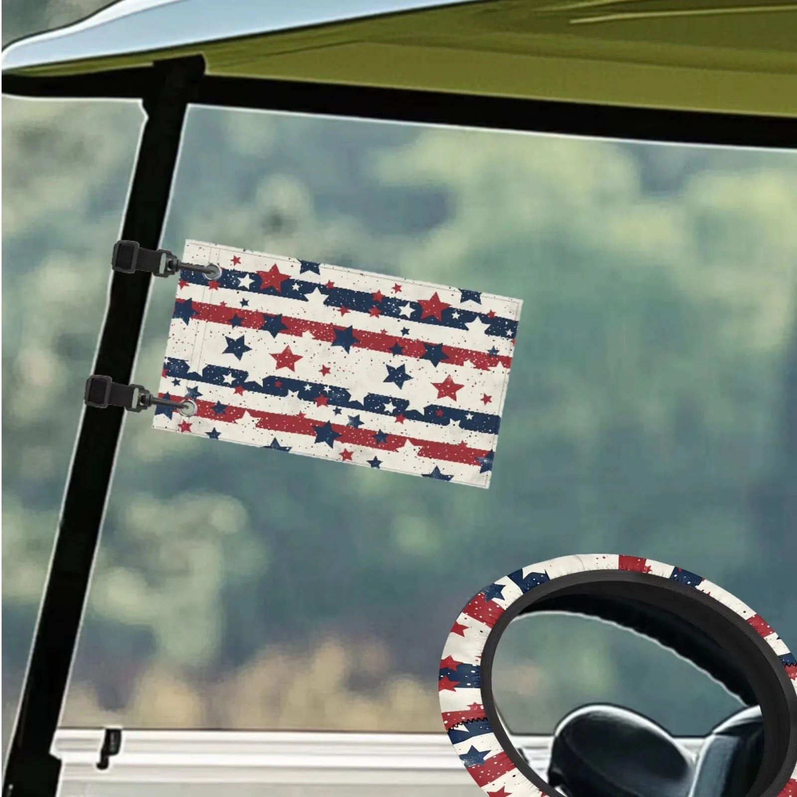 INSTANTARTS American Flag Stars Golf Cart Seat Cover Set image 3
