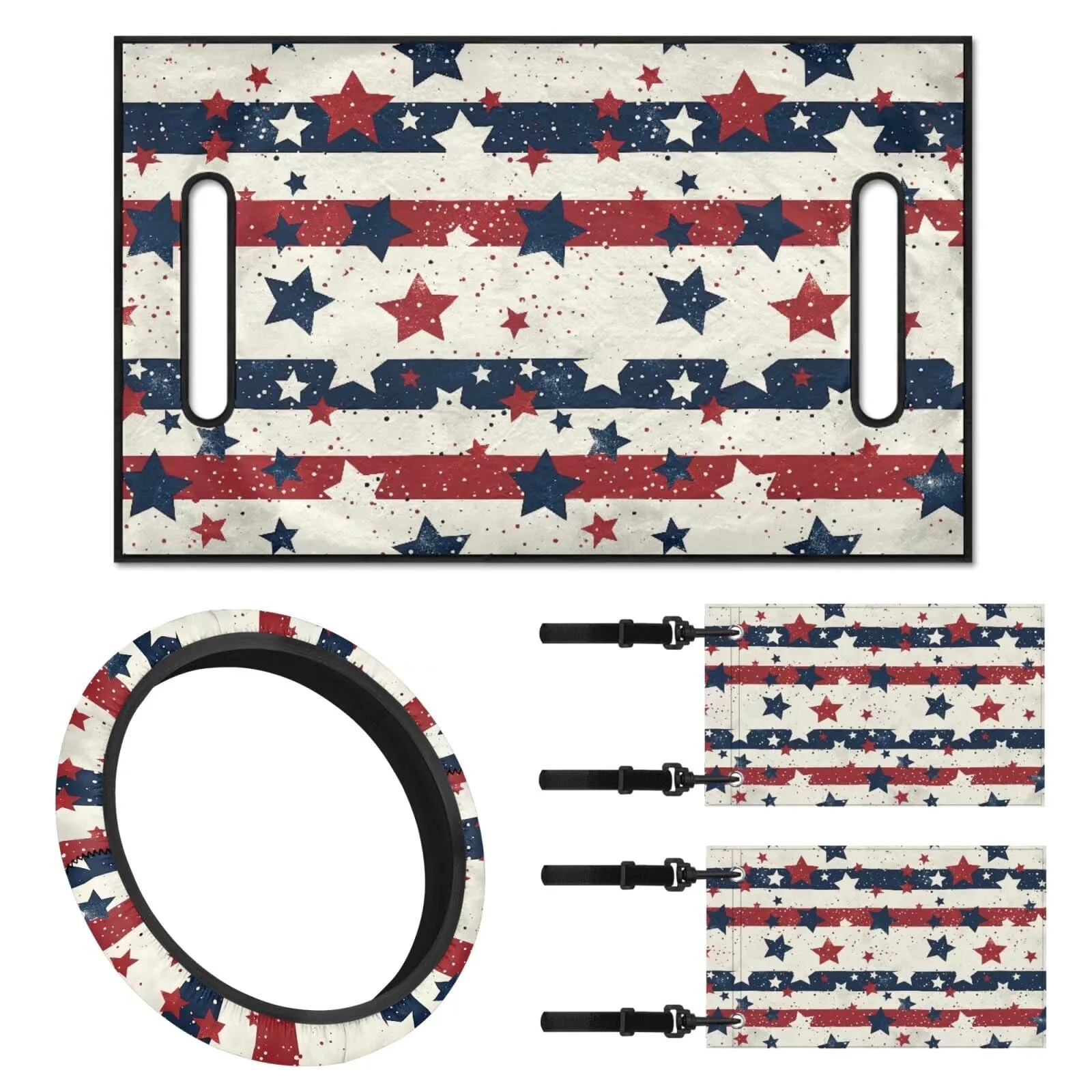 INSTANTARTS American Flag Stars Golf Cart Seat Cover Set