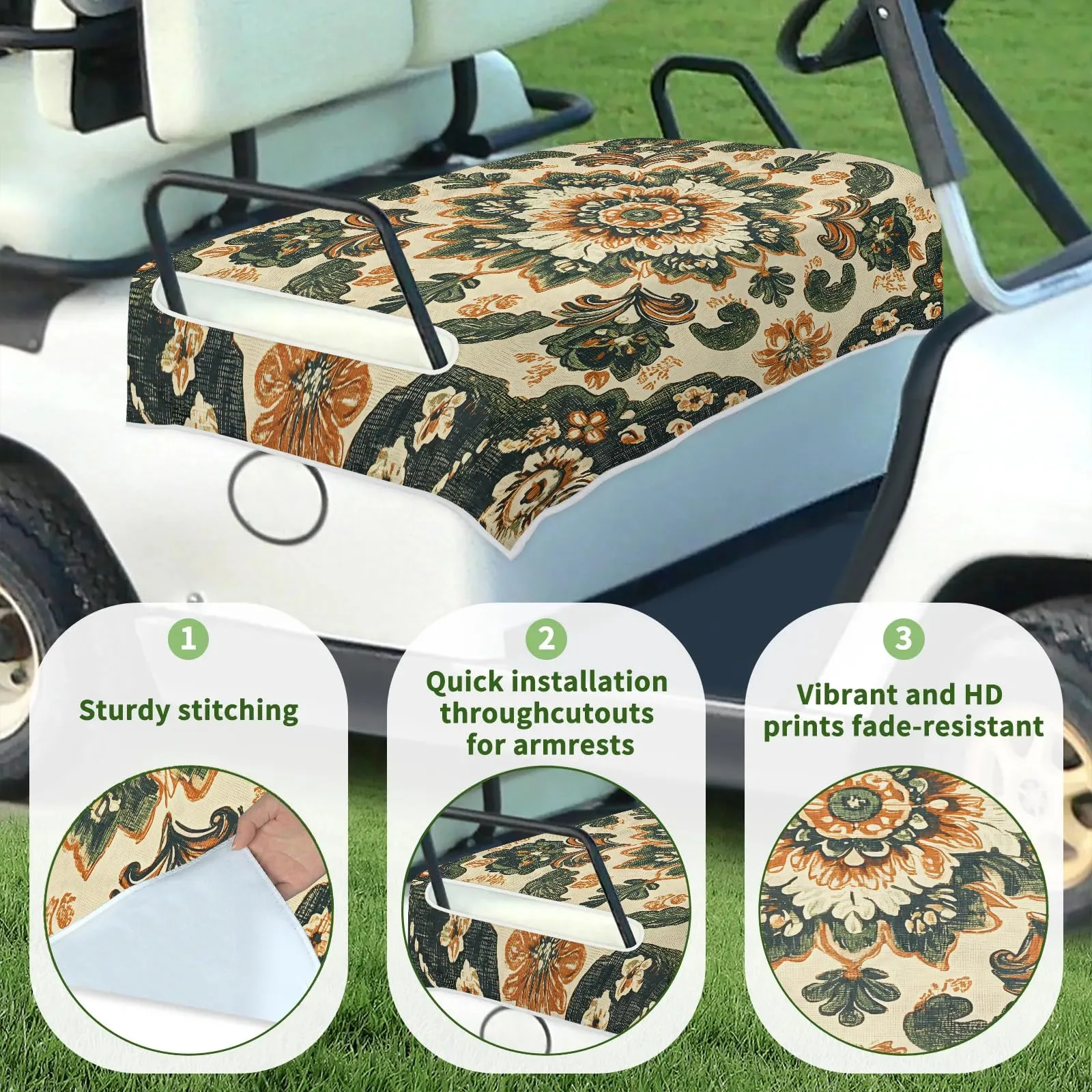 Tiveruda Golf Cart Seat Cover for Double Seats image 3