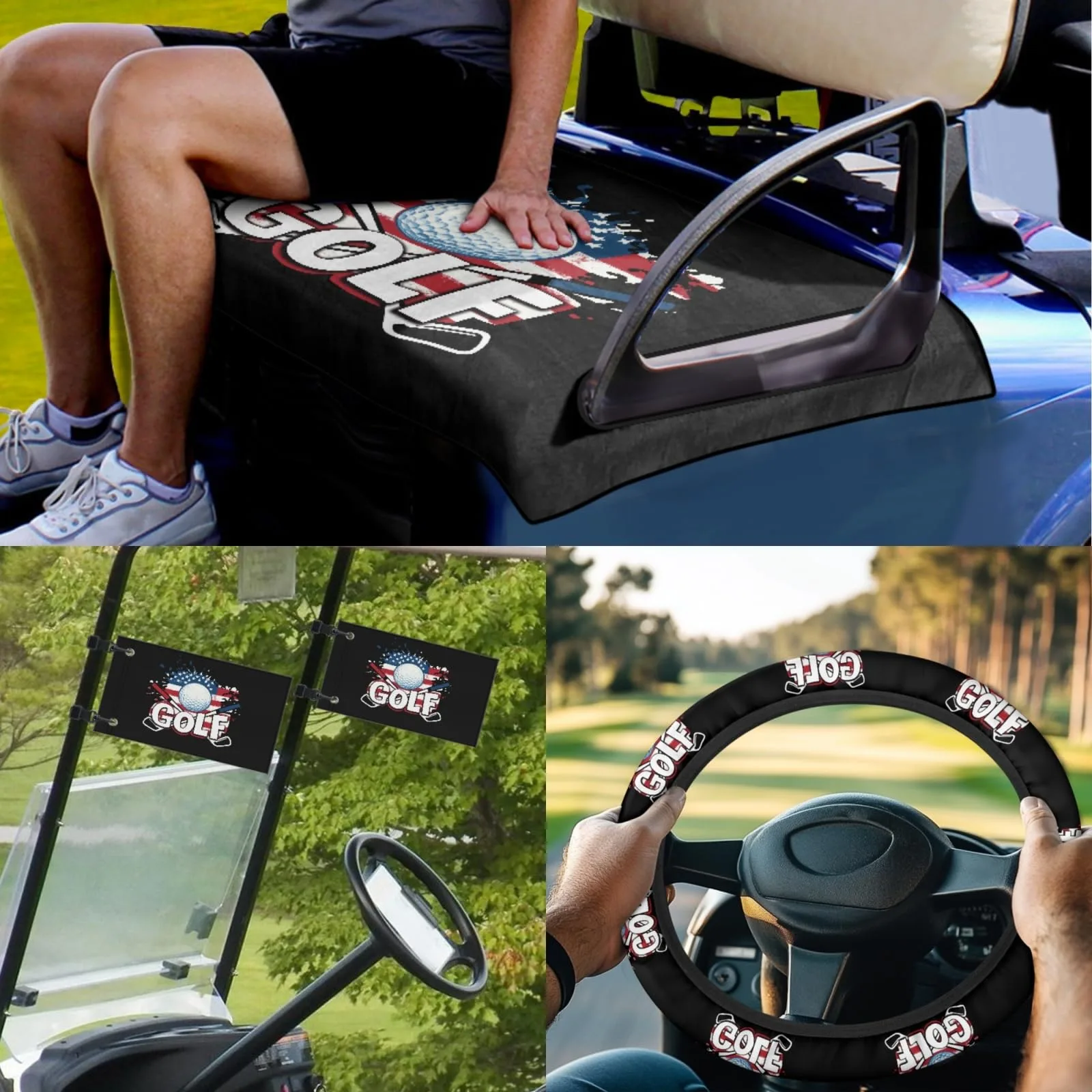 INSTANTARTS Golf Cart Seat and Steering Wheel Cover Set image 2