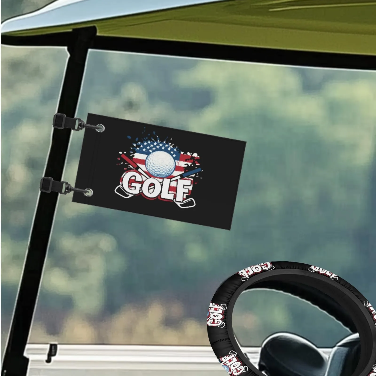 INSTANTARTS Golf Cart Seat and Steering Wheel Cover Set image 3