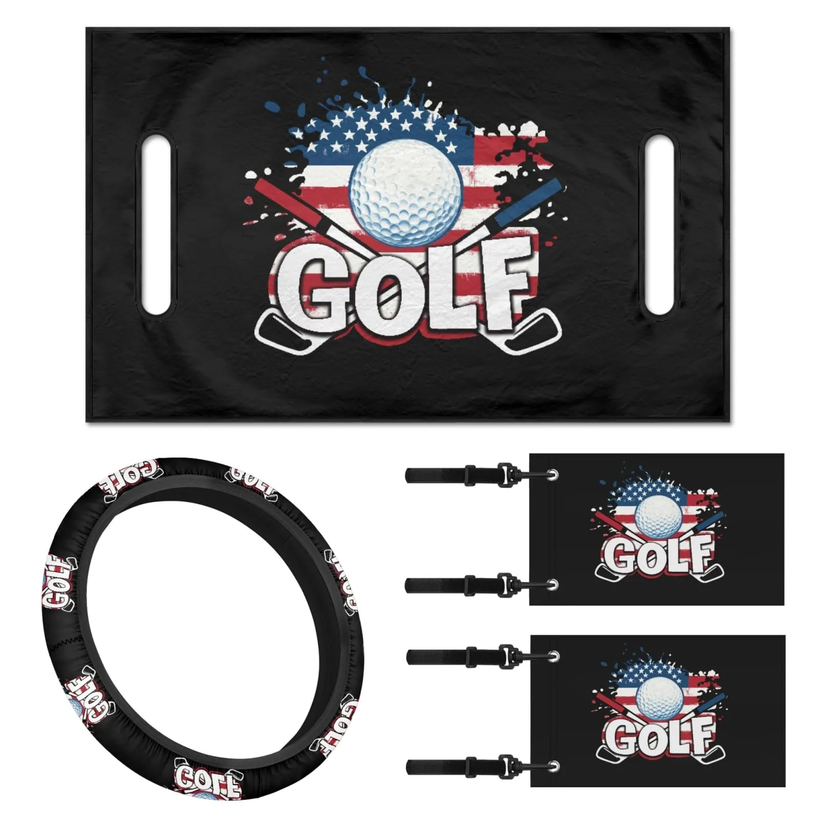 INSTANTARTS Golf Cart Seat and Steering Wheel Cover Set