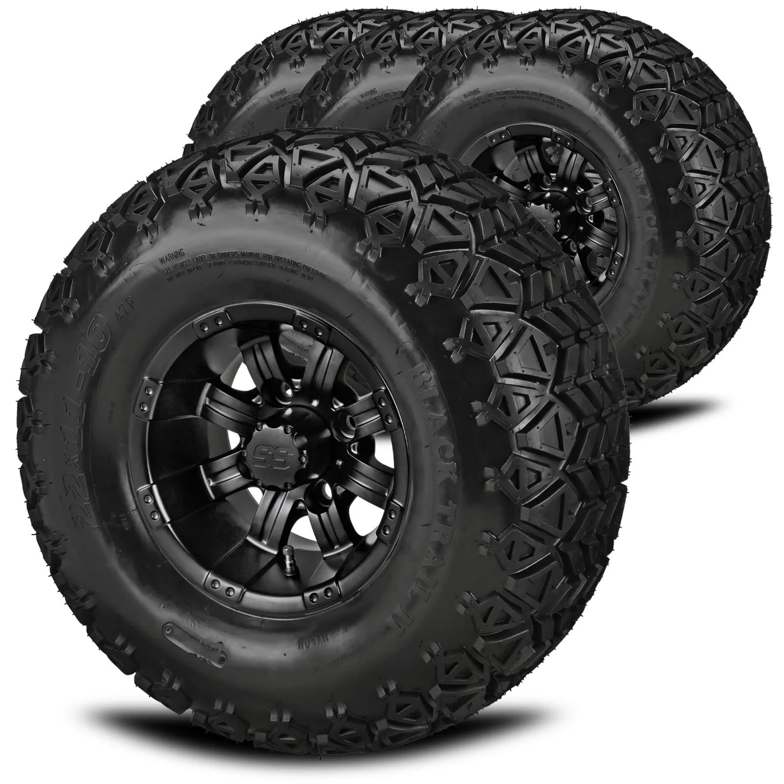 RM Cart 22x11-10 Matte Black Golf Cart Wheel & Tire Set