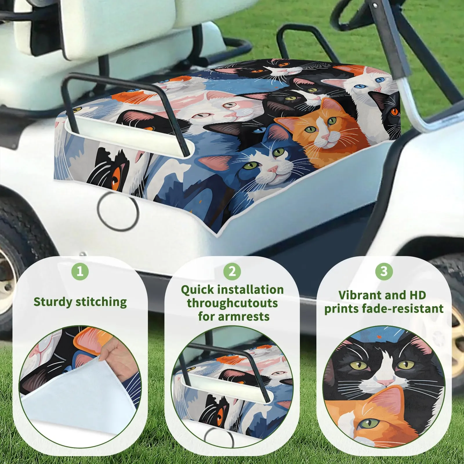 Tiveruda Golf Cart Seat Cover for Double Seats, 51 x 31 in image 3