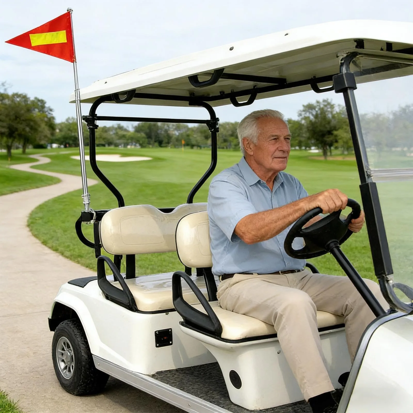 Generic Reflective Golf Cart Safety Flag with Retractable Pole image 4