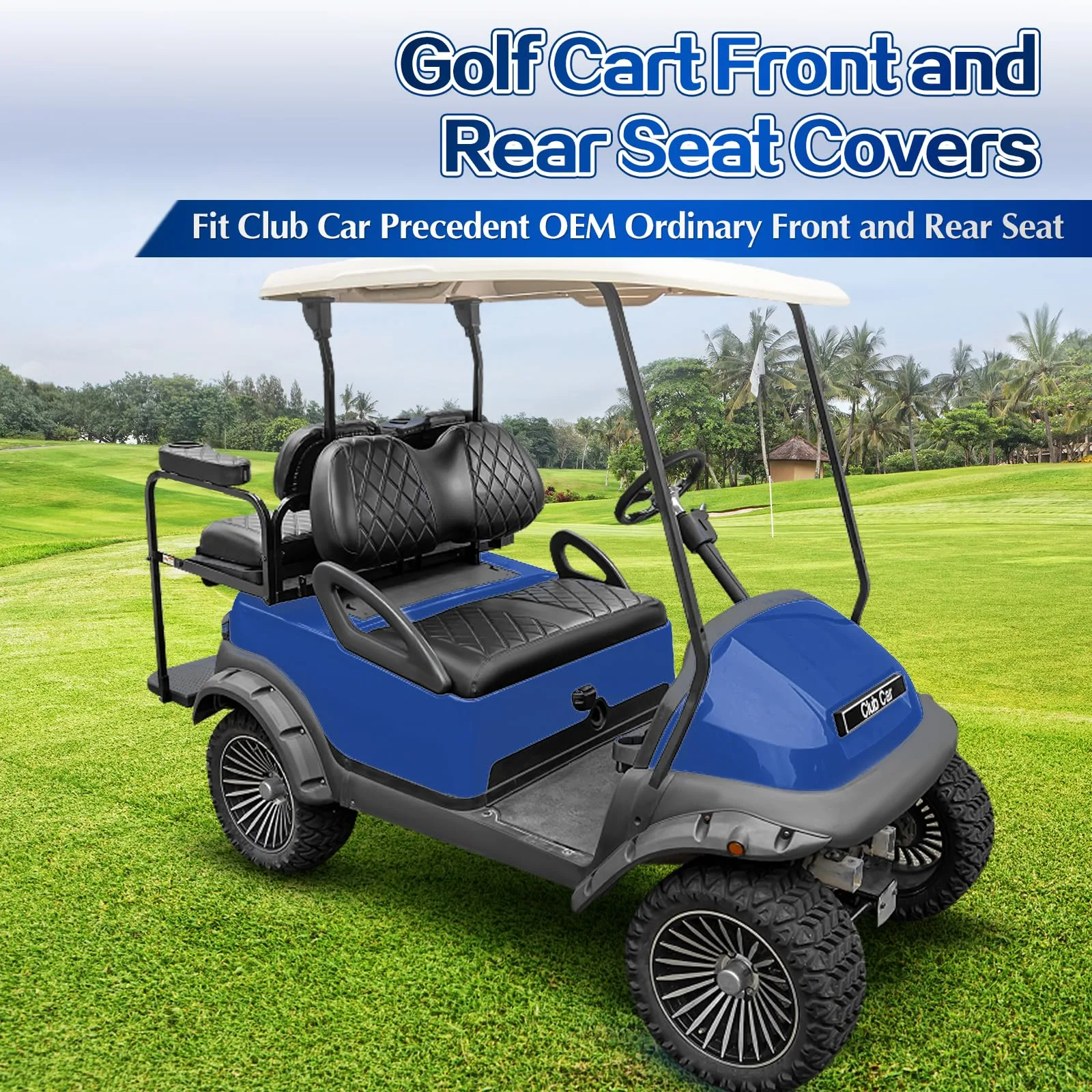 NOKINS Golf Cart Seat Covers with Rear Armrest WGN10015-FR-FS image 2