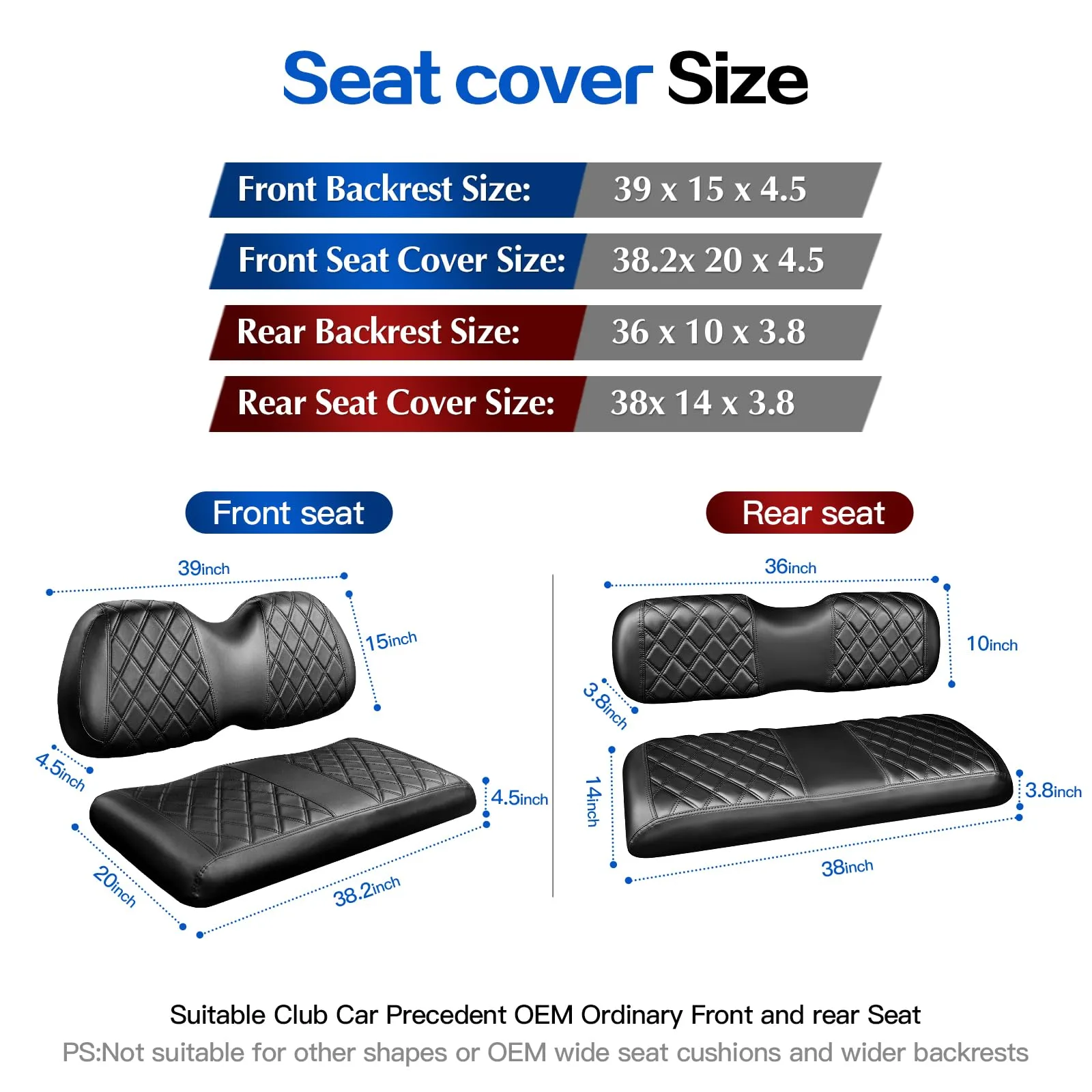NOKINS Golf Cart Seat Covers with Rear Armrest WGN10015-FR-FS image 4