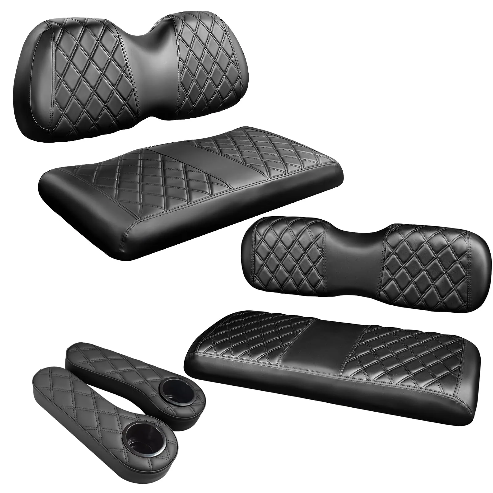 NOKINS Golf Cart Seat Covers with Rear Armrest WGN10015-FR-FS