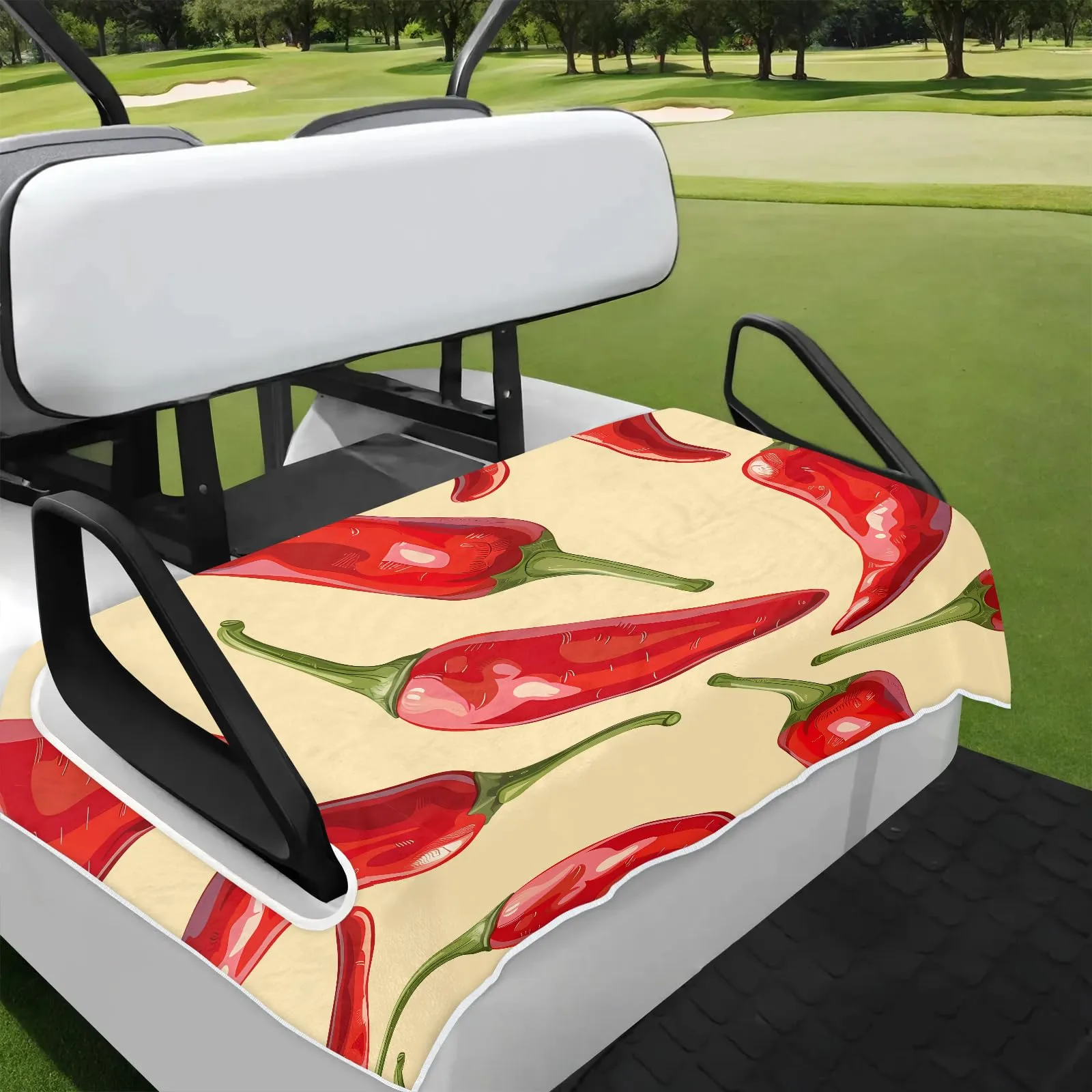 Tiveruda Watercolor Red Pepers Golf Cart Seat Cover
