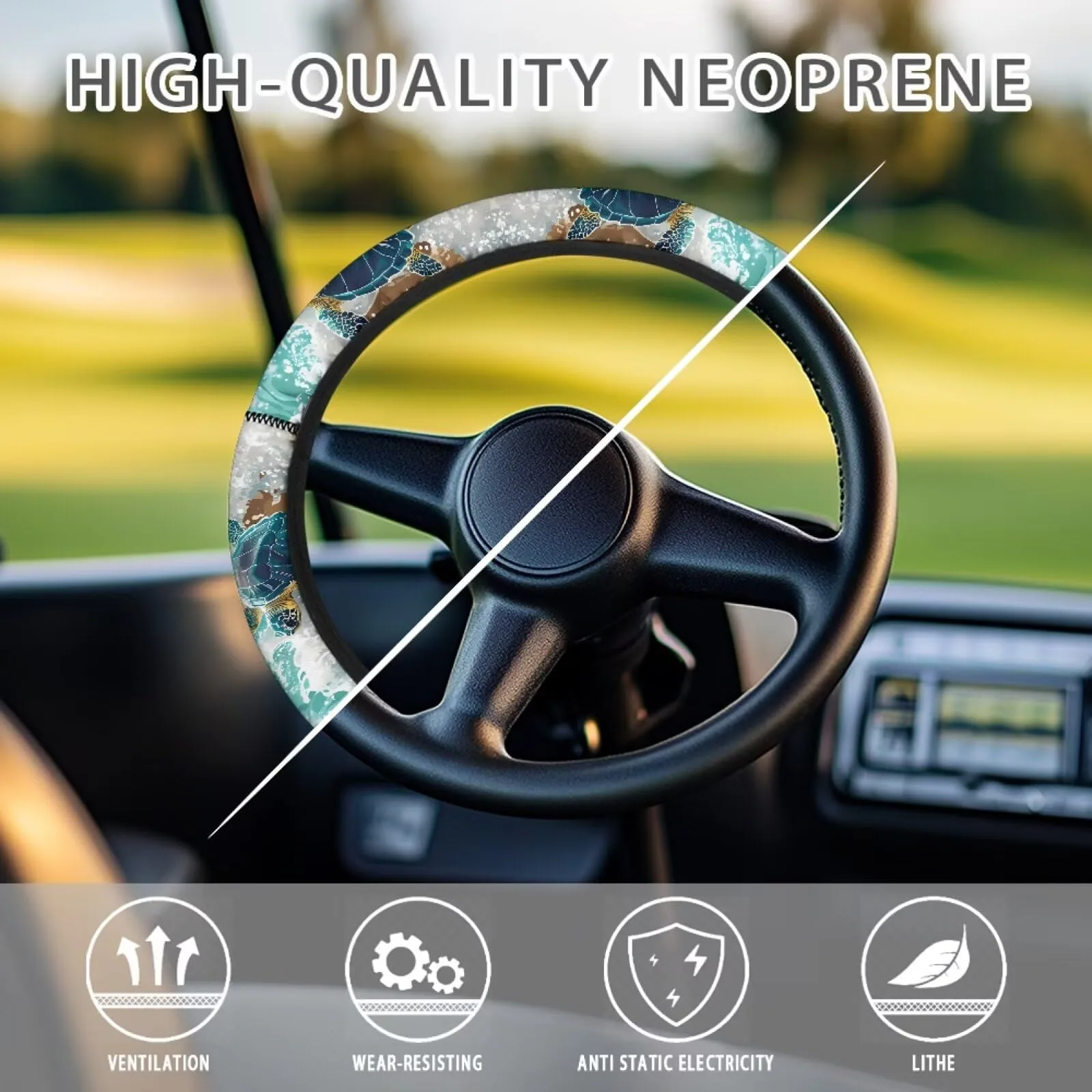 Knextrepoy Beach Turtle Golf Cart Steering Wheel Cover image 4
