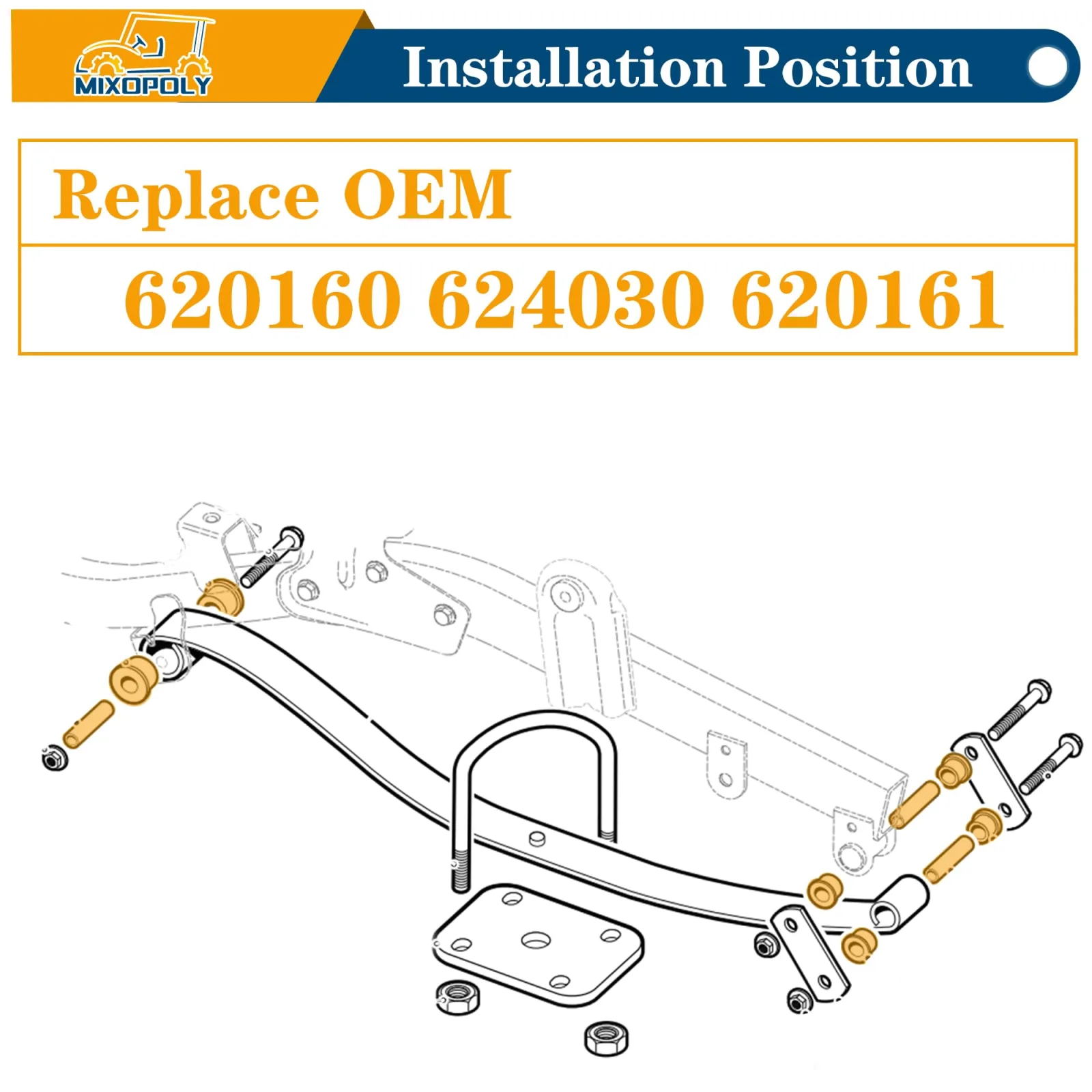 Mixopoly Rear Leaf Spring Bushing Kit for E-Z-GO RXV — 620160 image 2
