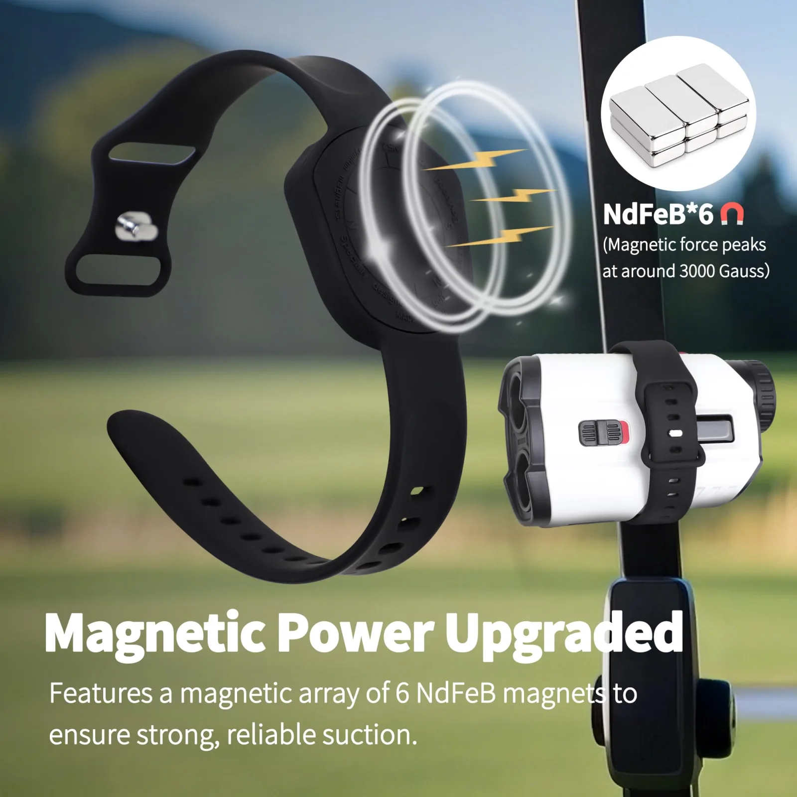 ROWFEN Magnetic Rangefinder Strap – Adjustable Silicone Holder (Fits 6.2–9 in) image 2