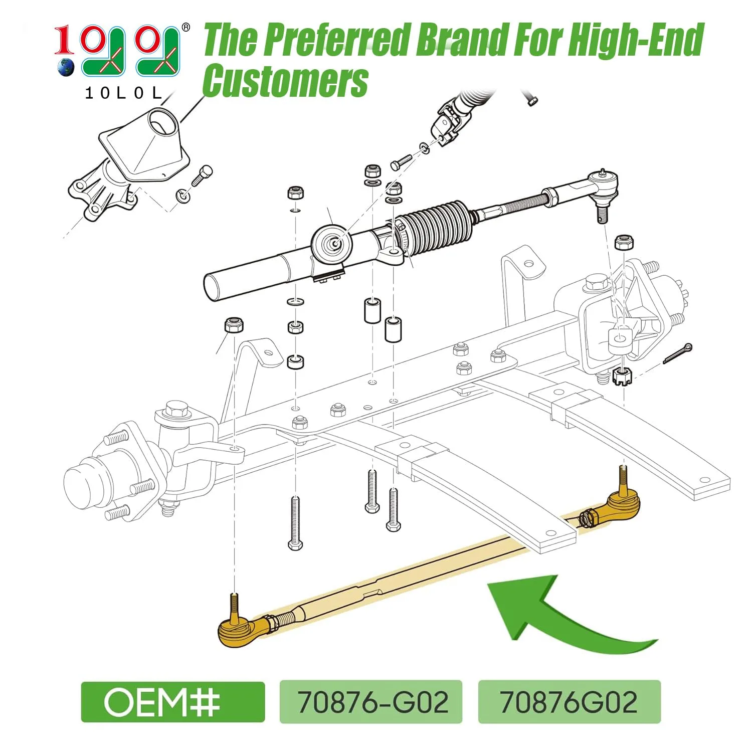 10L0L Tie Rod Assembly for E-Z-GO TXT PDS Golf Carts image 2