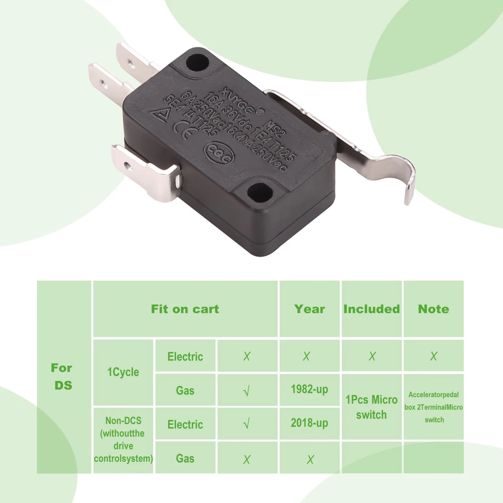10L0L Club Car F&R Micro Switch 3-Prong, 4-Pack image 4