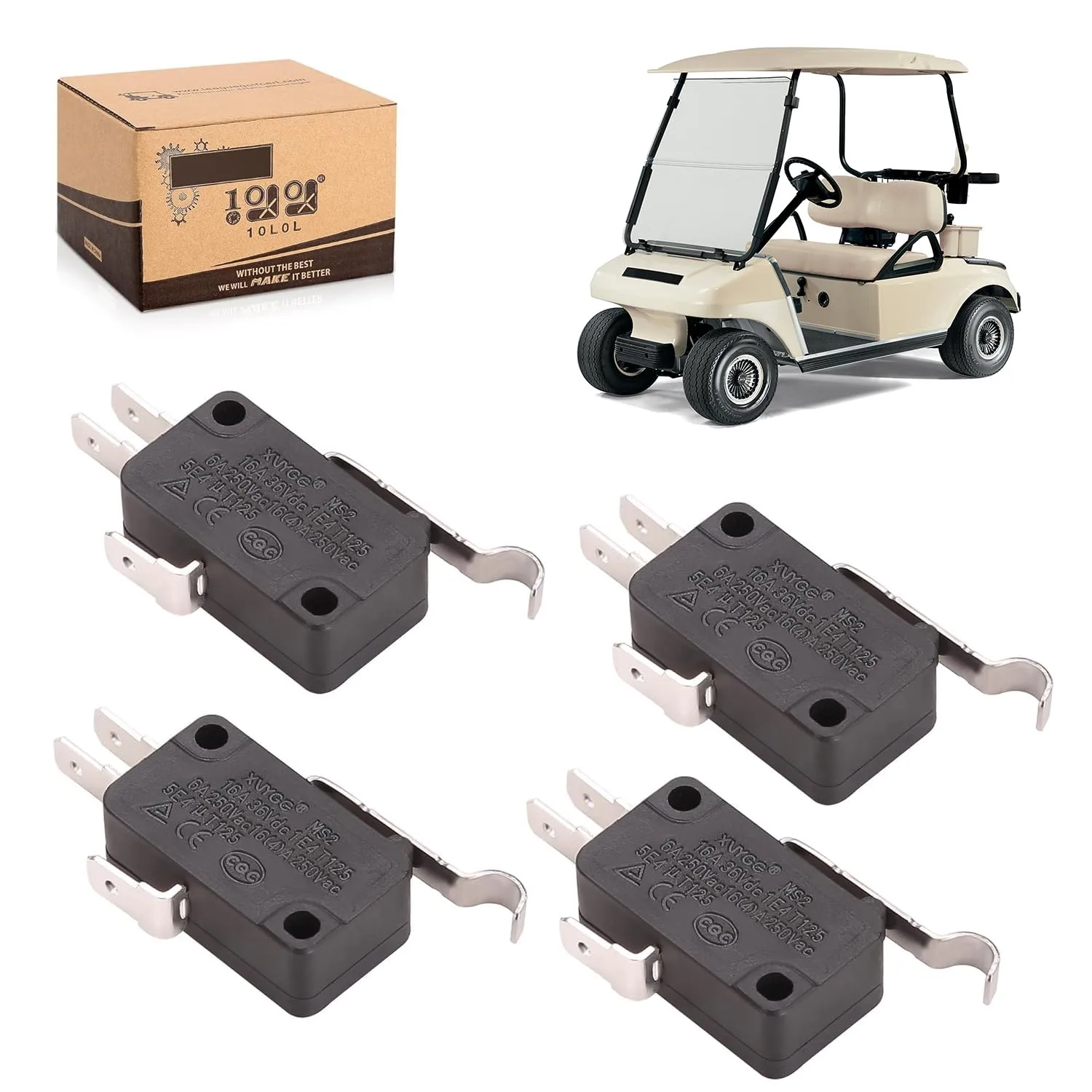 10L0L Club Car F&R Micro Switch 3-Prong, 4-Pack