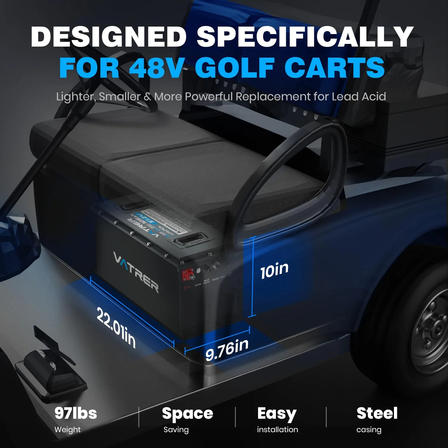 VATRER POWER 48V 105Ah LiFePO4 Golf Cart Battery image 4