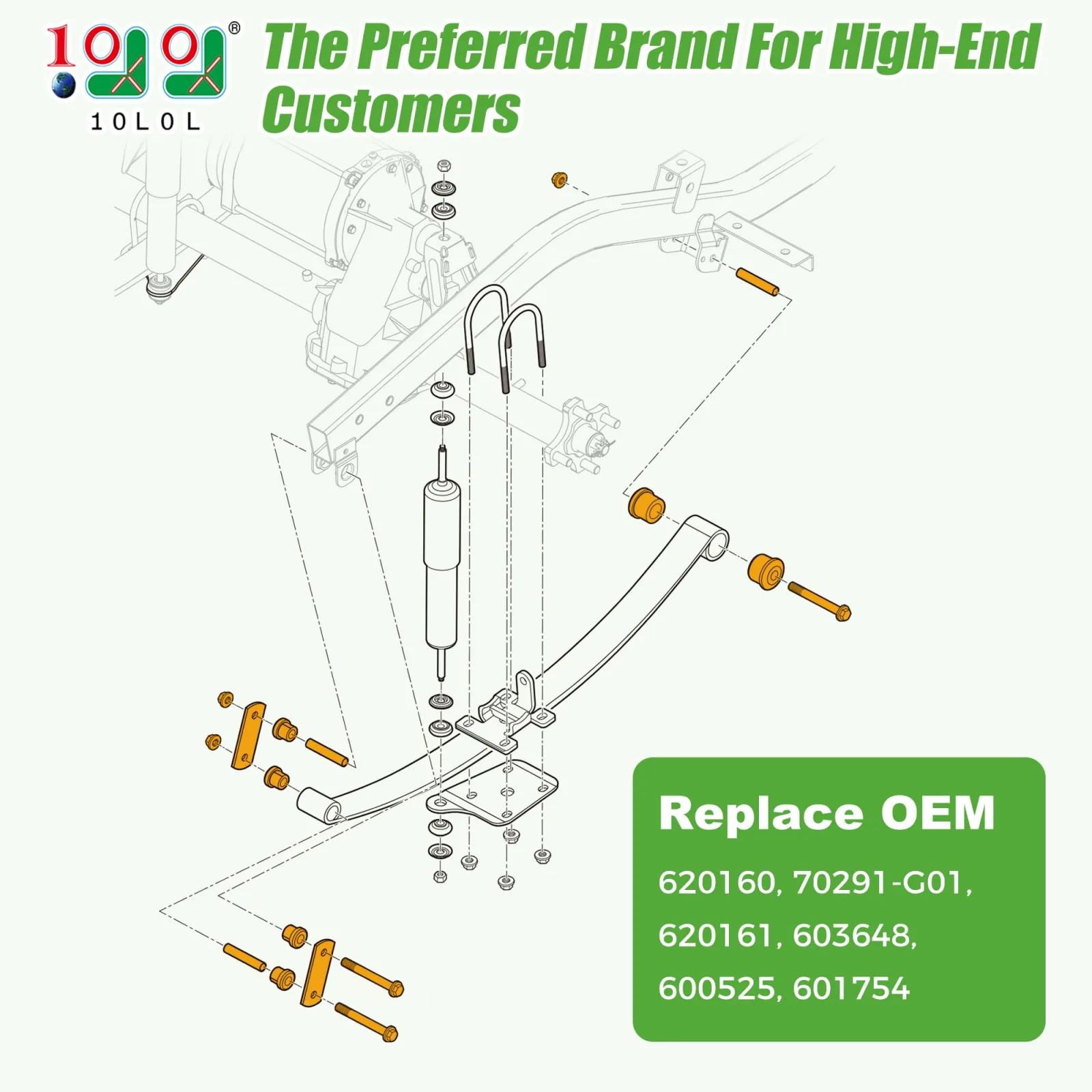 10L0L Rear Leaf Spring Bushing Kit for E-Z-GO RXV image 2