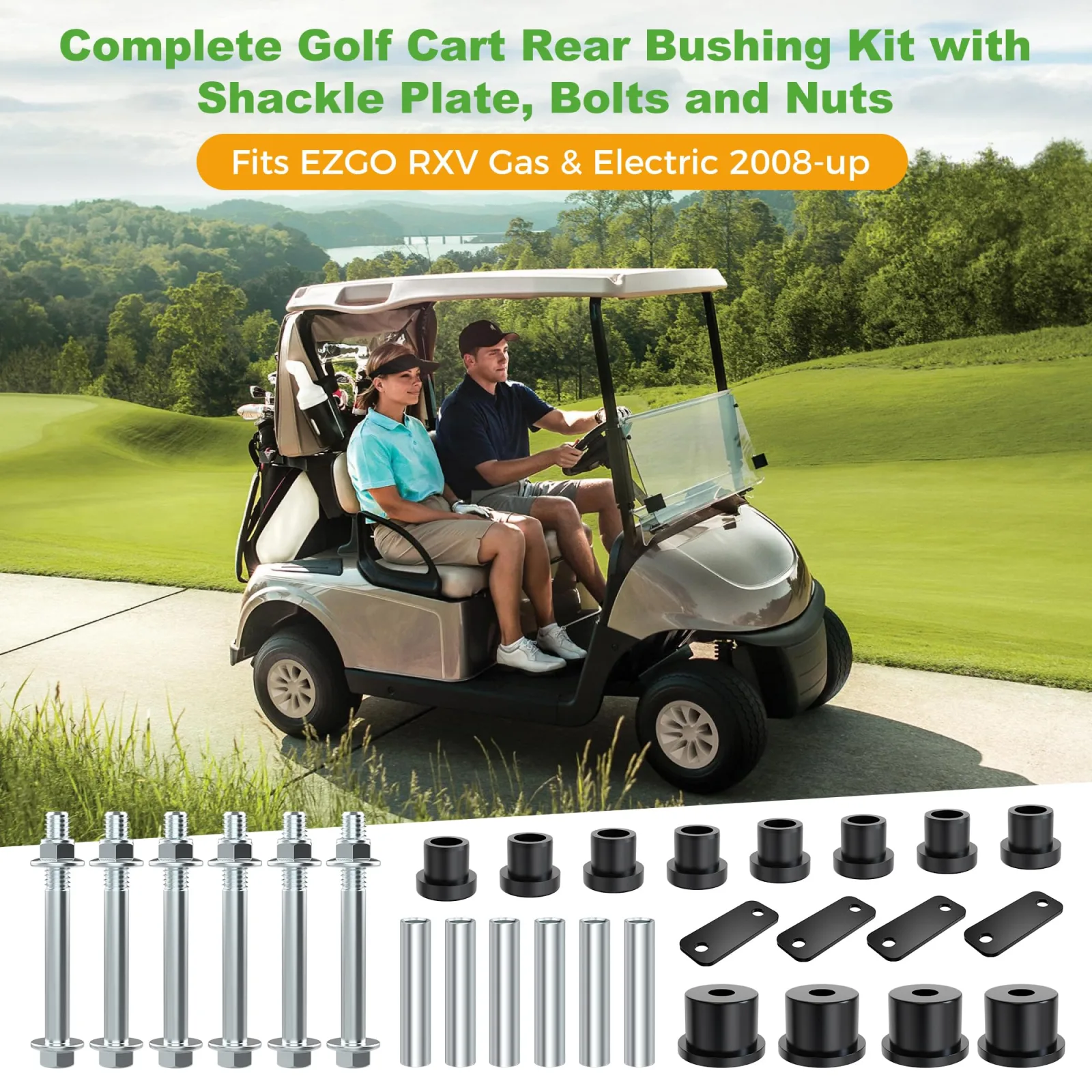10L0L Rear Leaf Spring Bushing Kit for E-Z-GO RXV image 3