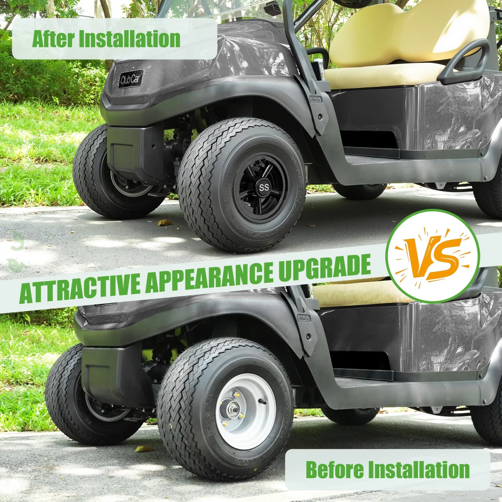 10L0L 8-Inch Golf Cart Wheel Covers, Black, 00077-D image 4
