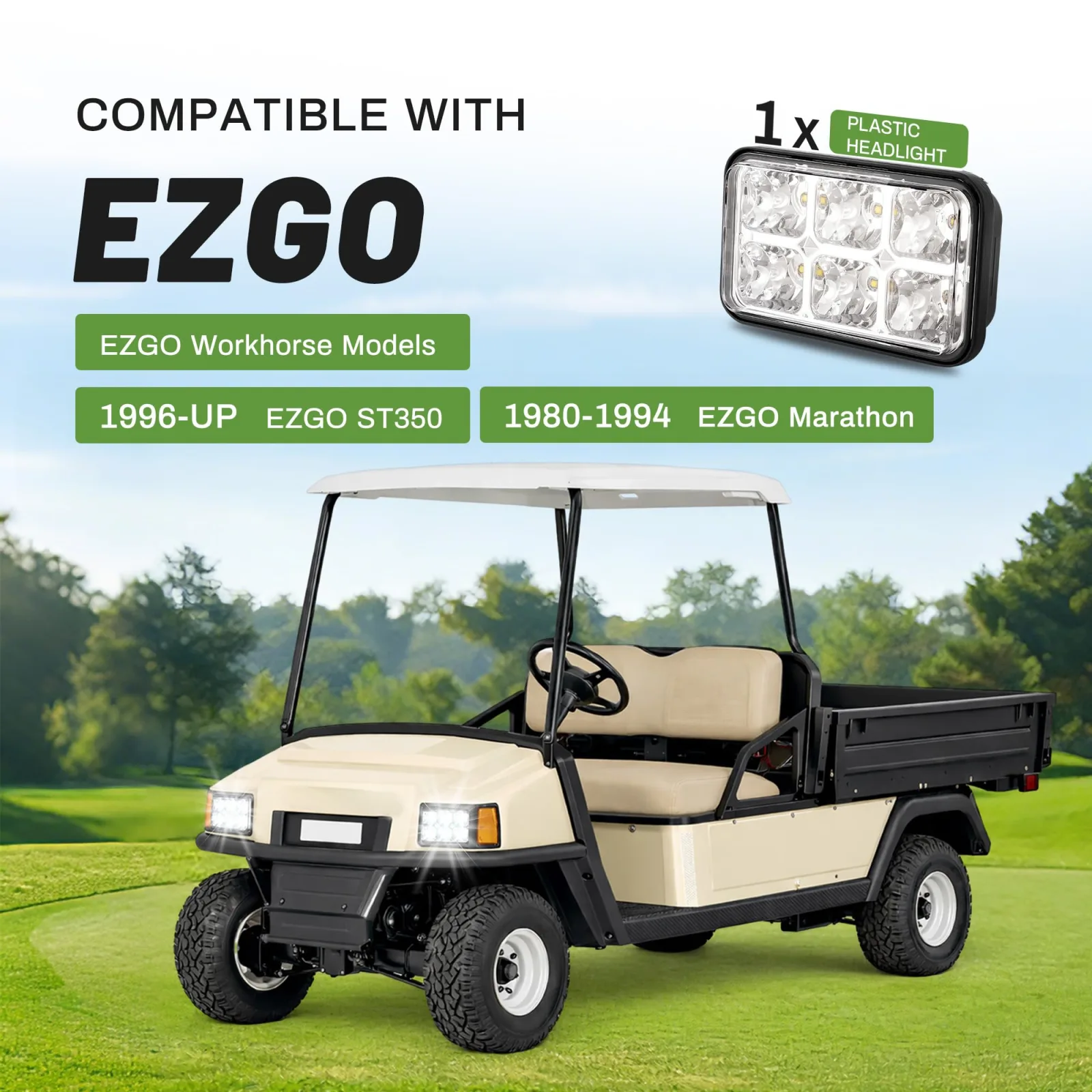 BALOCEO RI-299 LED Headlight for E-Z-GO Golf Carts image 2