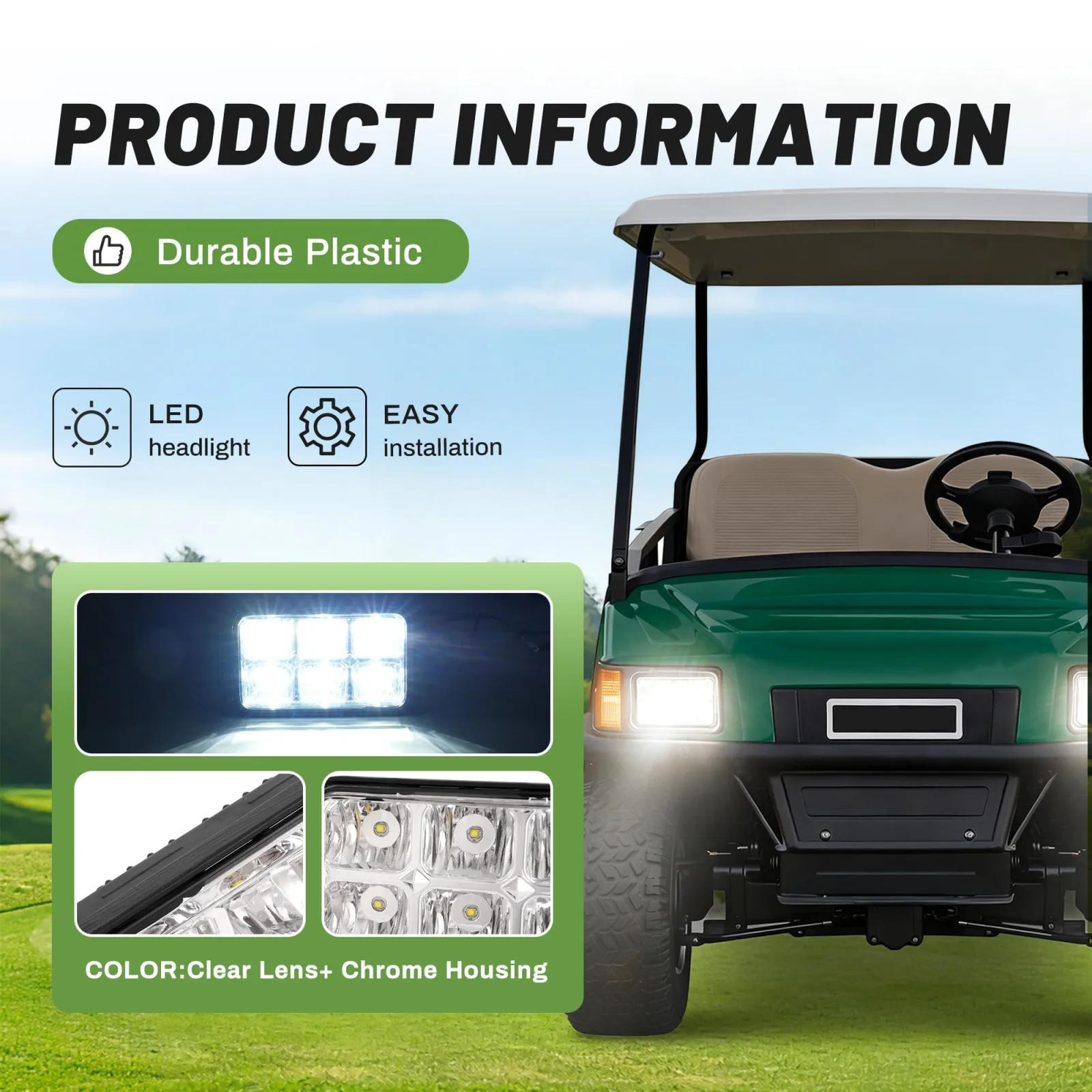 BALOCEO RI-299 LED Headlight for E-Z-GO Golf Carts image 3