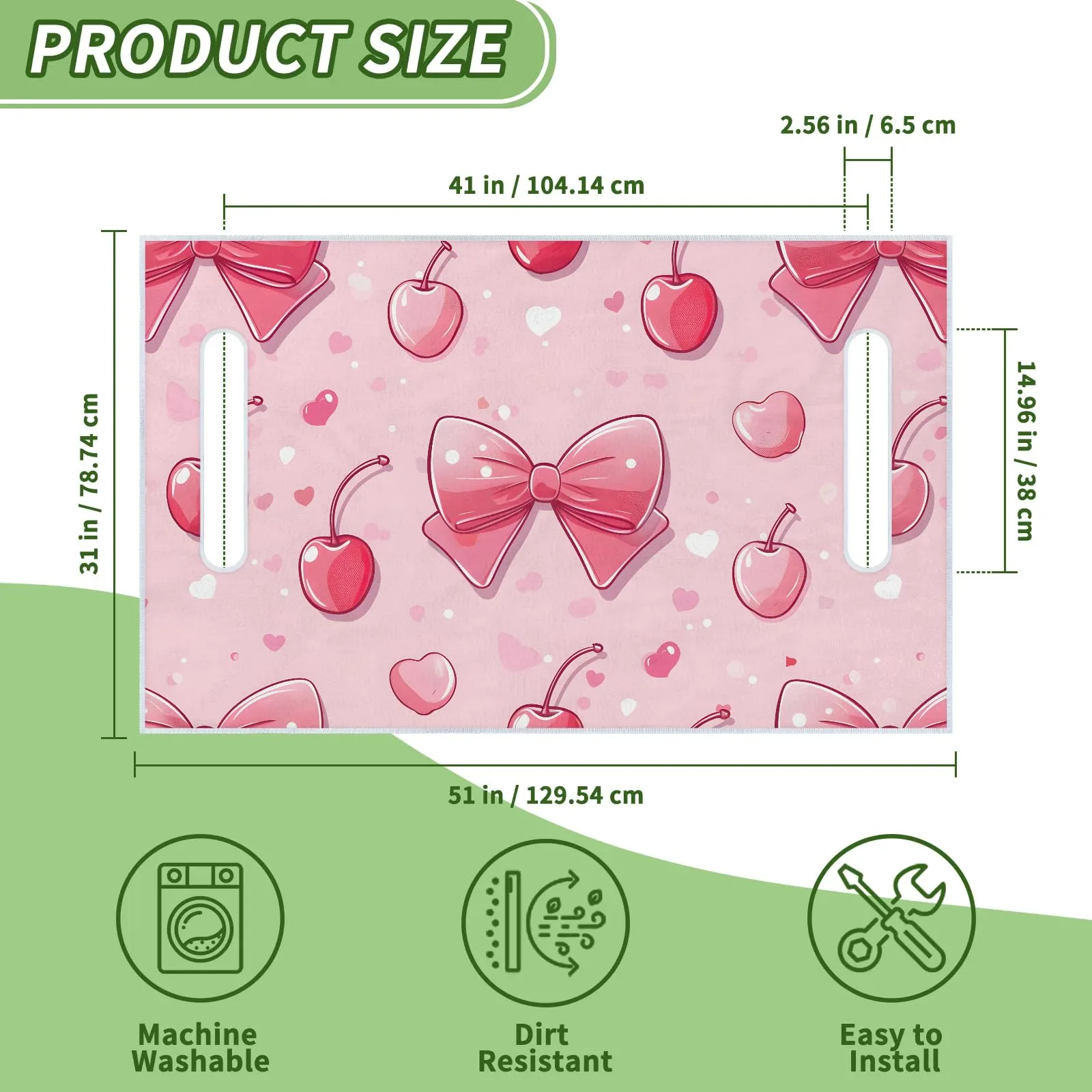 Tiveruda Pink Bow Cherry Golf Cart Seat Cover image 2