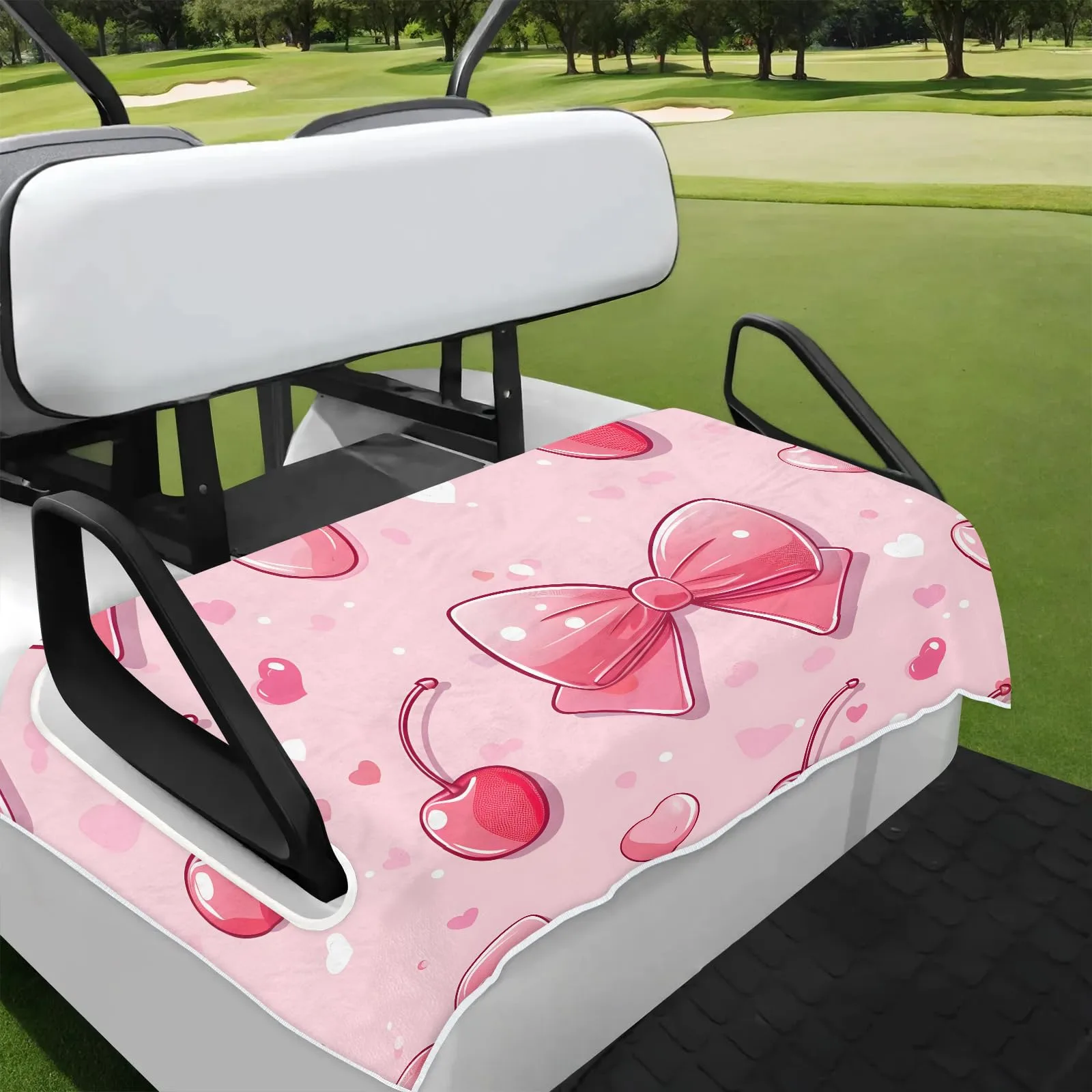 Tiveruda Pink Bow Cherry Golf Cart Seat Cover