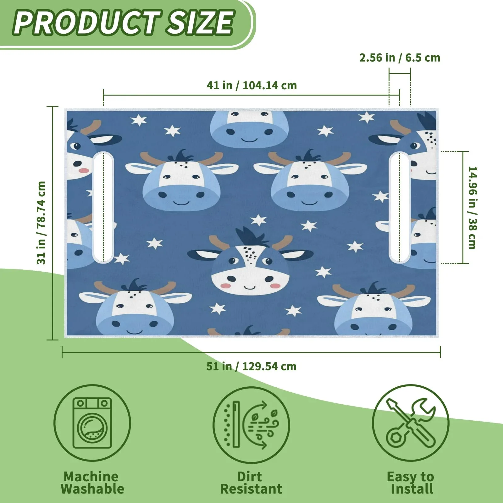 Tiveruda Cute Cow Golf Cart Seat Cover, 51 x 31 in image 2