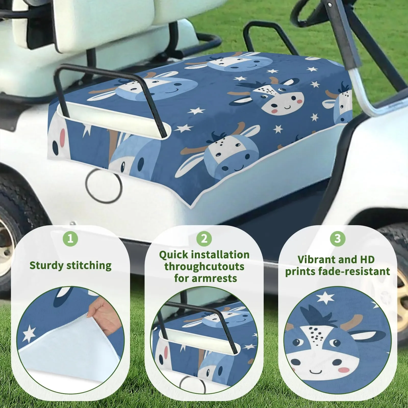 Tiveruda Cute Cow Golf Cart Seat Cover, 51 x 31 in image 3