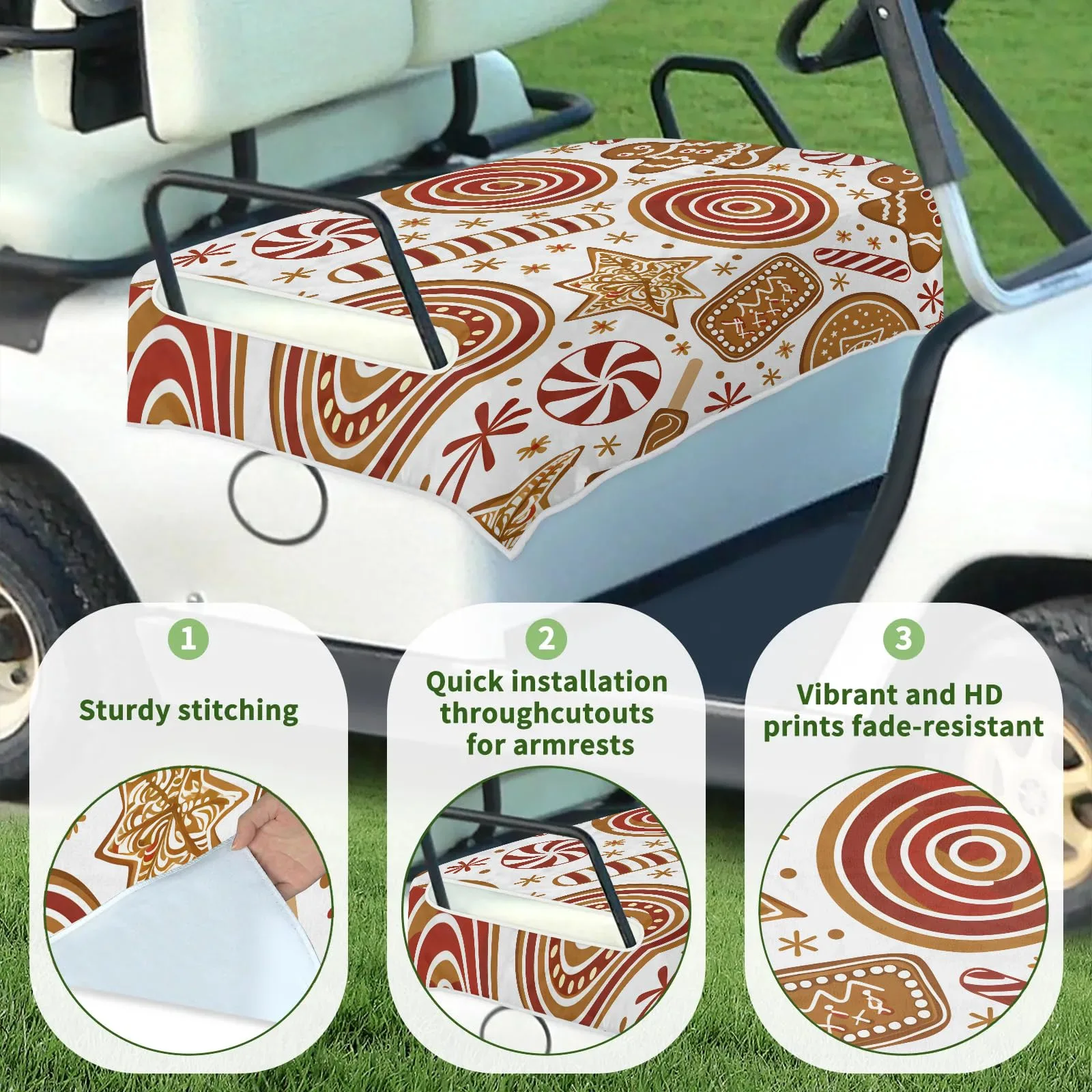 Tiveruda Gingerbread Man Holiday Golf Cart Seat Cover — 51" x 31" image 3