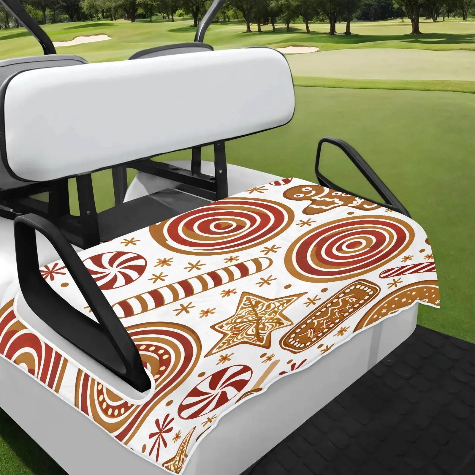 Tiveruda Gingerbread Man Holiday Golf Cart Seat Cover — 51" x 31"