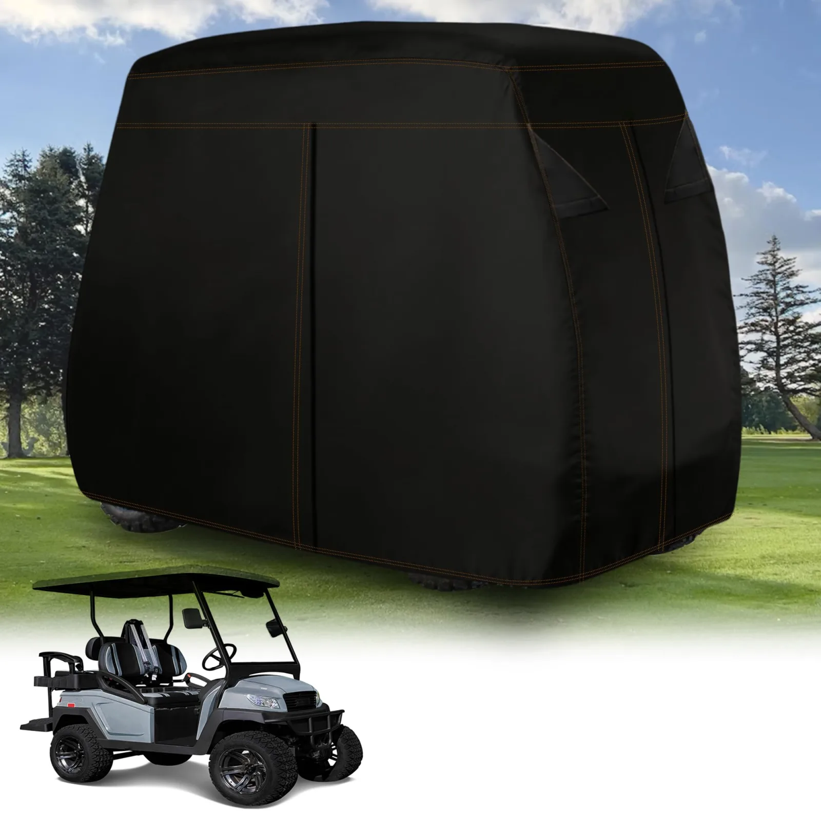 YONQIFON 114" Waterproof 4-Passenger Golf Cart Cover with Zipper
