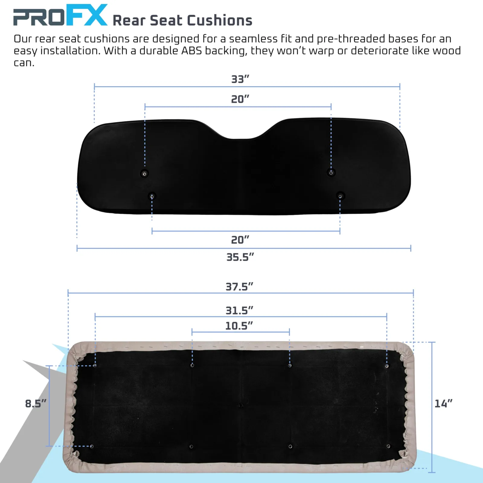 PROFX PFX100-CUSHIONSET Rear Seat Cushion Set image 3