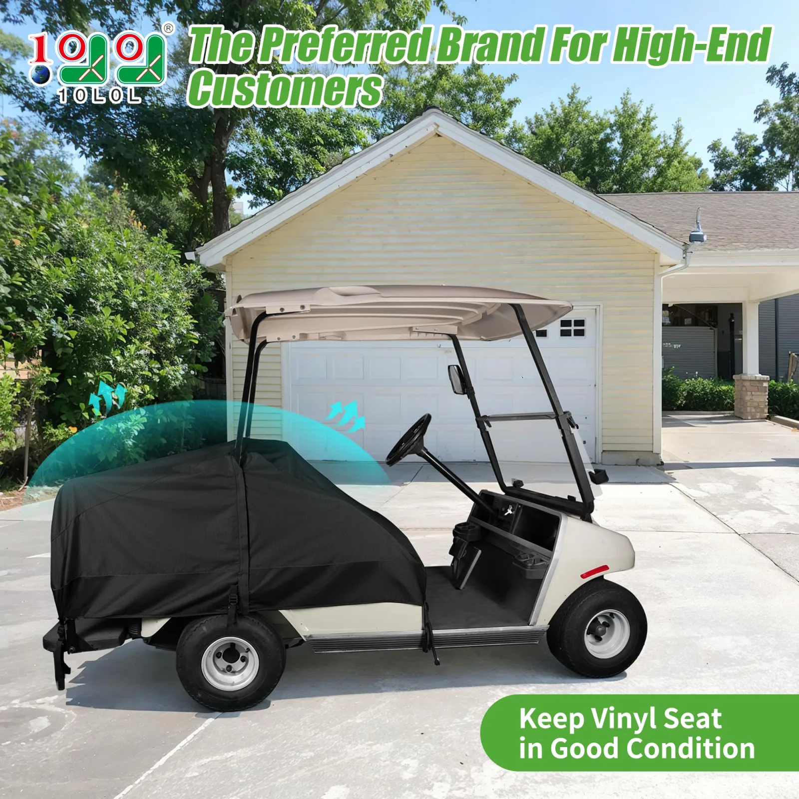 10L0L Waterproof 2+2 Golf Cart Seat Cover image 2