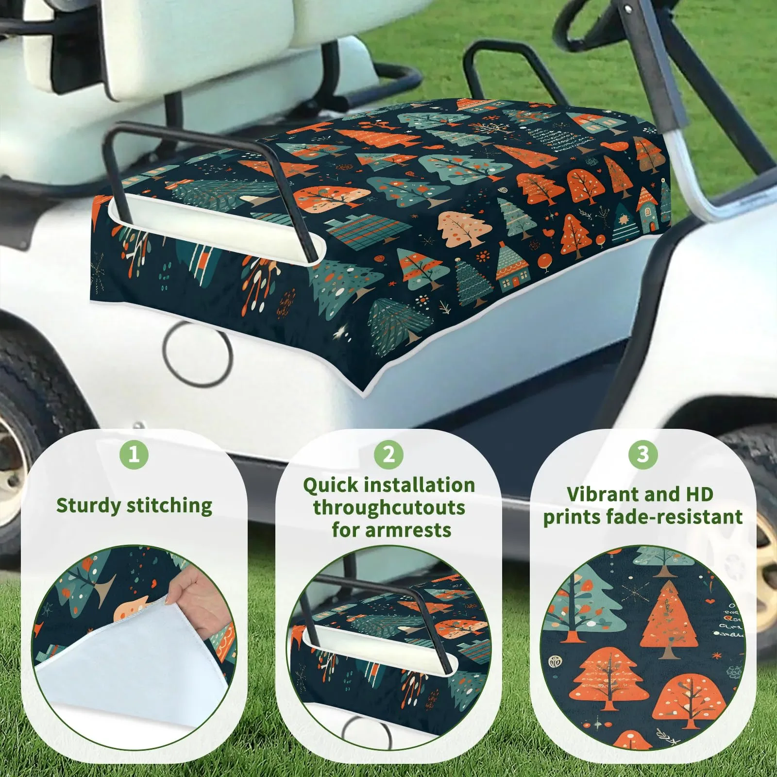 Tiveruda Golf Cart Seat Cover Blanket for Double Seats image 3