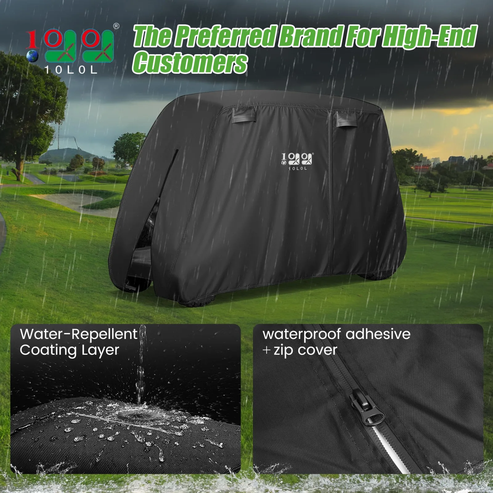 10L0L Waterproof Golf Cart Cover for Club Car, E-Z-GO & Yamaha image 2